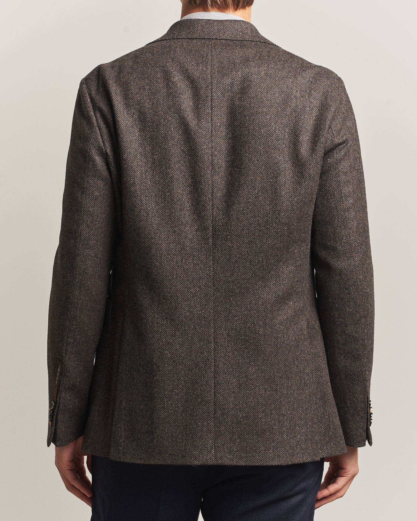 Men | Blazers | Oscar Jacobson | Fogerty Herringbone Wool Blazer Brown
