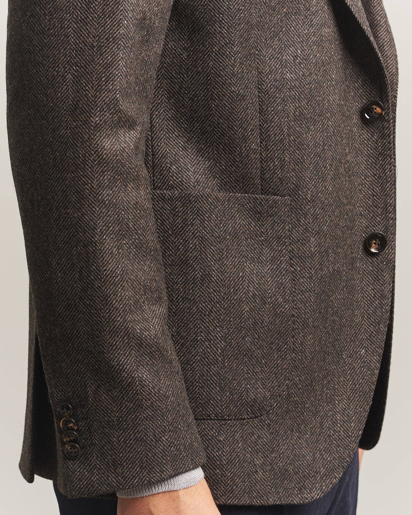 Men | Blazers | Oscar Jacobson | Fogerty Herringbone Wool Blazer Brown