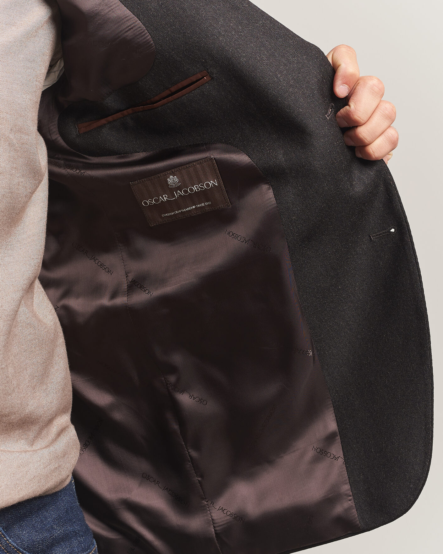 Men | Blazers | Oscar Jacobson | Fogerty Wool Flannel Blazer Brown