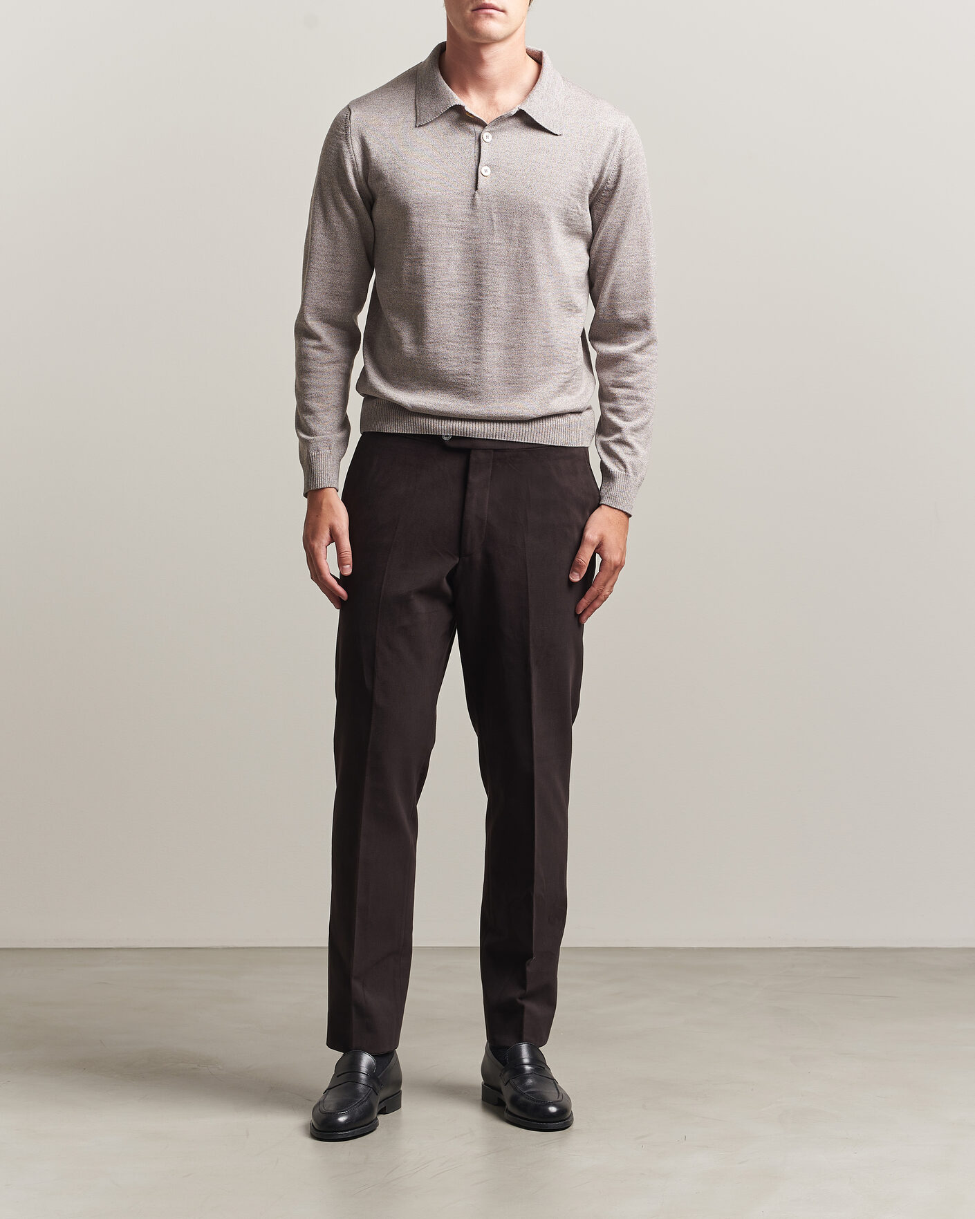 Men | Trousers | Oscar Jacobson | Dandy Brushed Cotton Trousers Brown