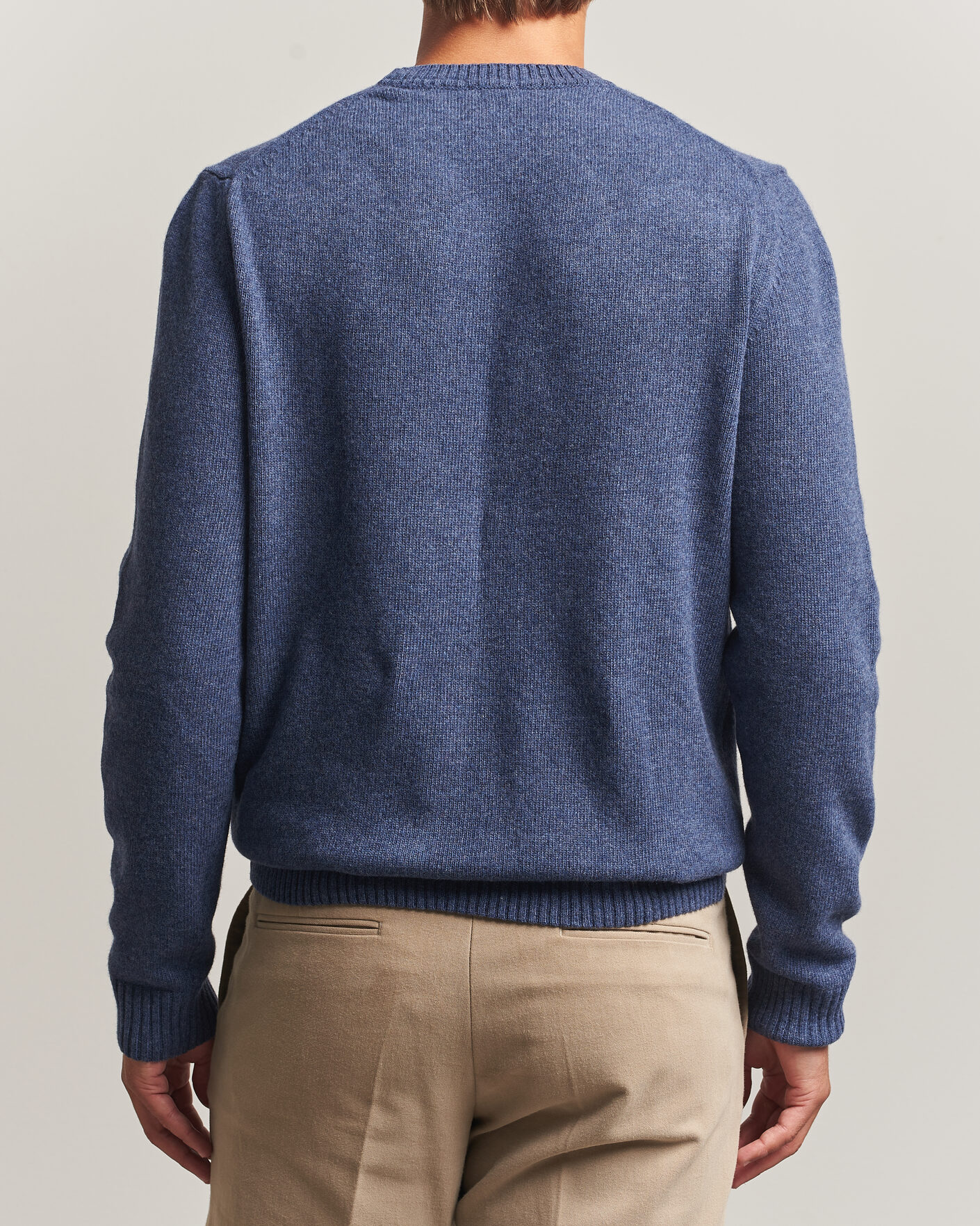 Men | Sweaters & Knitwear | Stenströms | Brushed Merino Crew Neck Blue