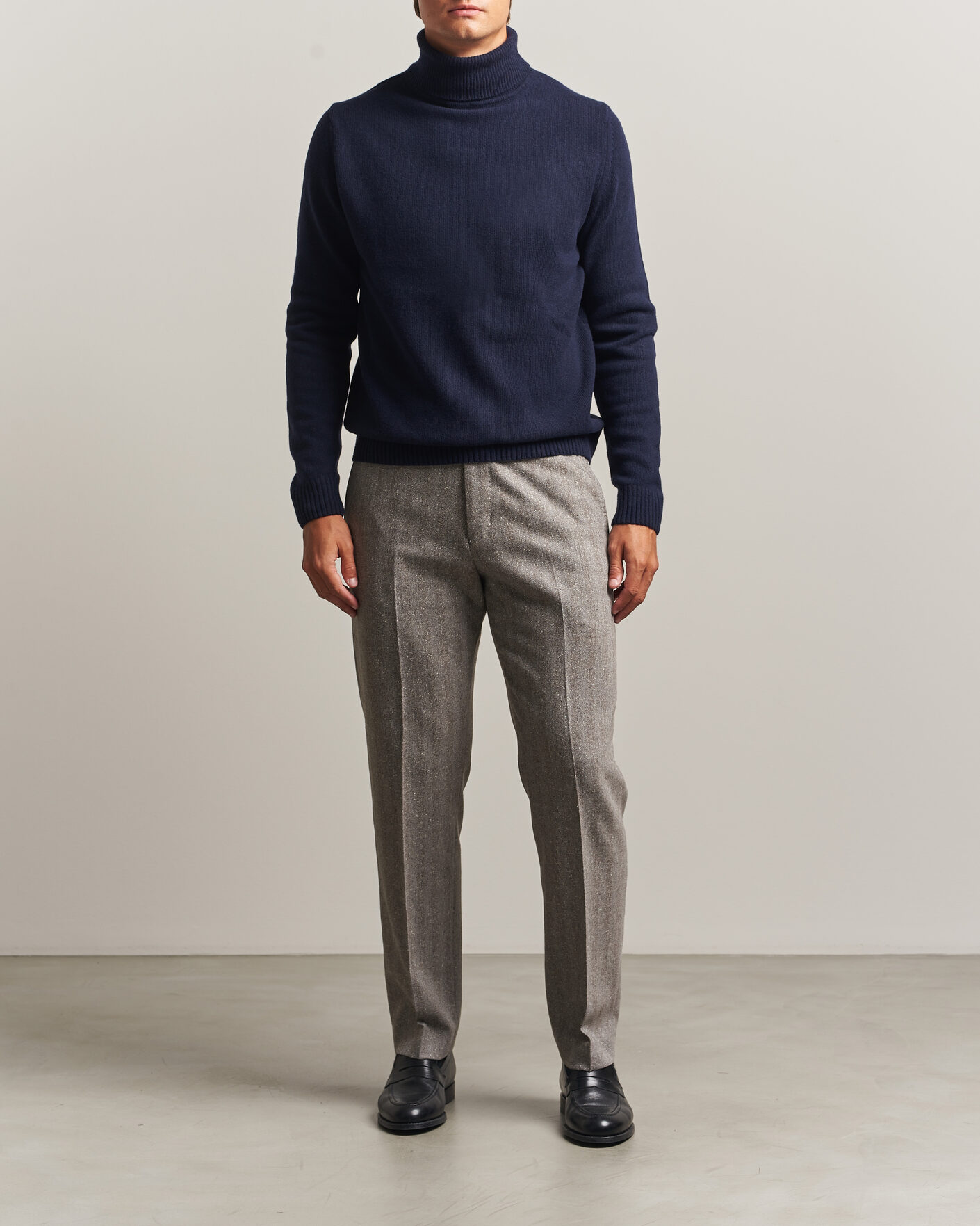 Men | Sweaters & Knitwear | Stenströms | Brushed Merino Rollneck Navy