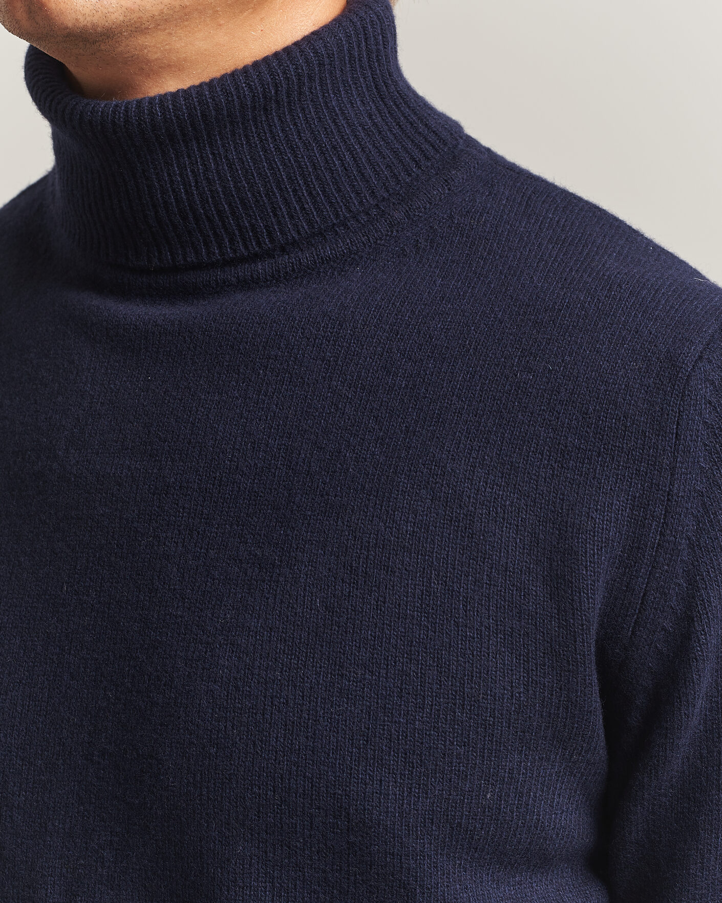 Men | Sweaters & Knitwear | Stenströms | Brushed Merino Rollneck Navy