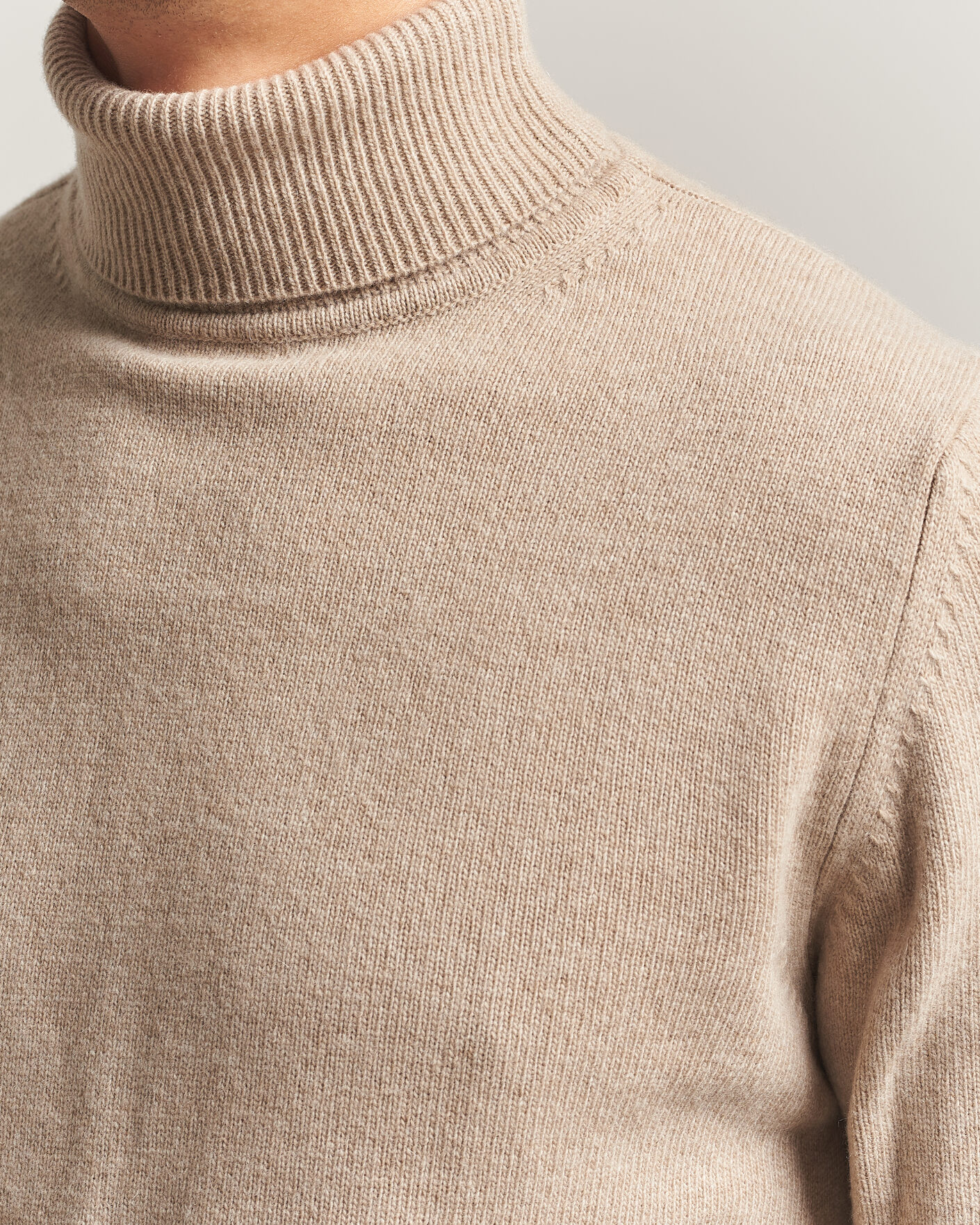 Men | Sweaters & Knitwear | Stenströms | Brushed Merino Rollneck Beige