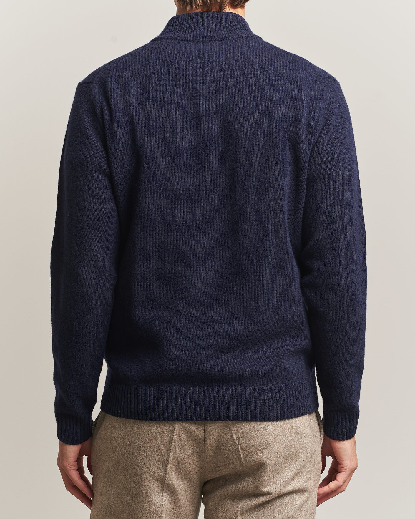 Men | Sweaters & Knitwear | Stenströms | Brushed Merino Half-Zip Navy