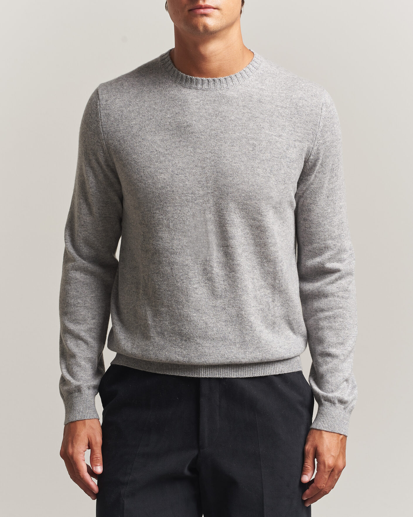 Men | Sweaters & Knitwear | Stenströms | Cashmere Crewneck Grey
