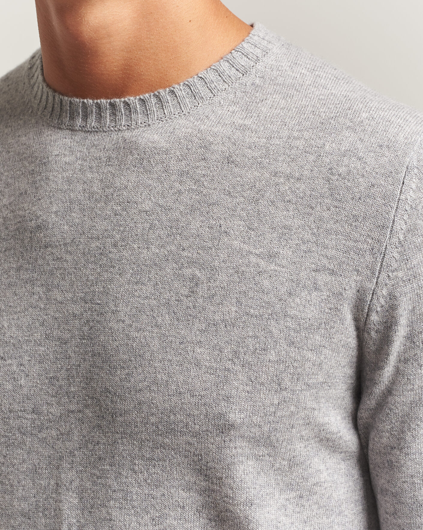 Men | Sweaters & Knitwear | Stenströms | Cashmere Crewneck Grey