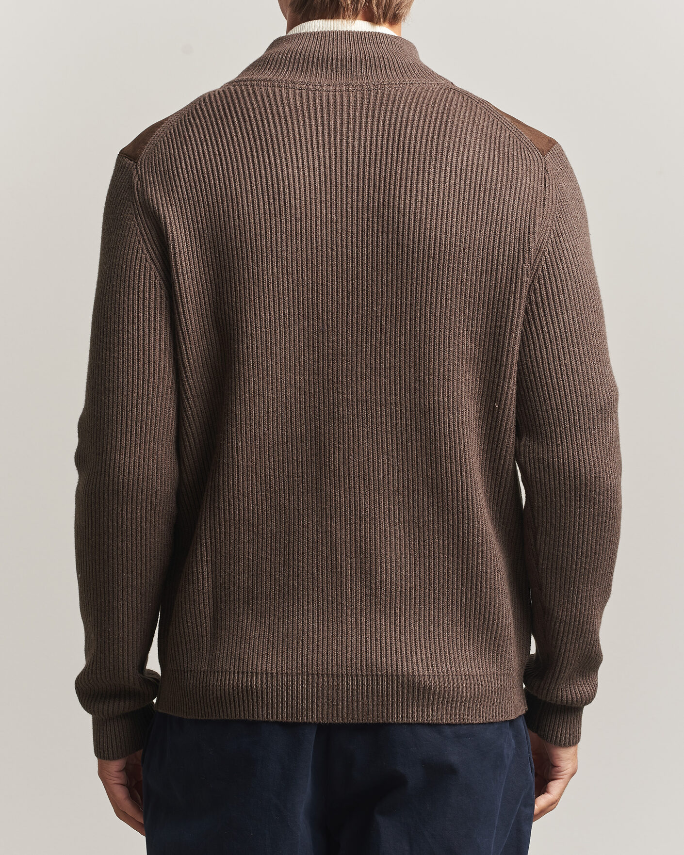Men | Sweaters & Knitwear | Stenströms | Knitted Hybrid Alcantara Jacket Brown