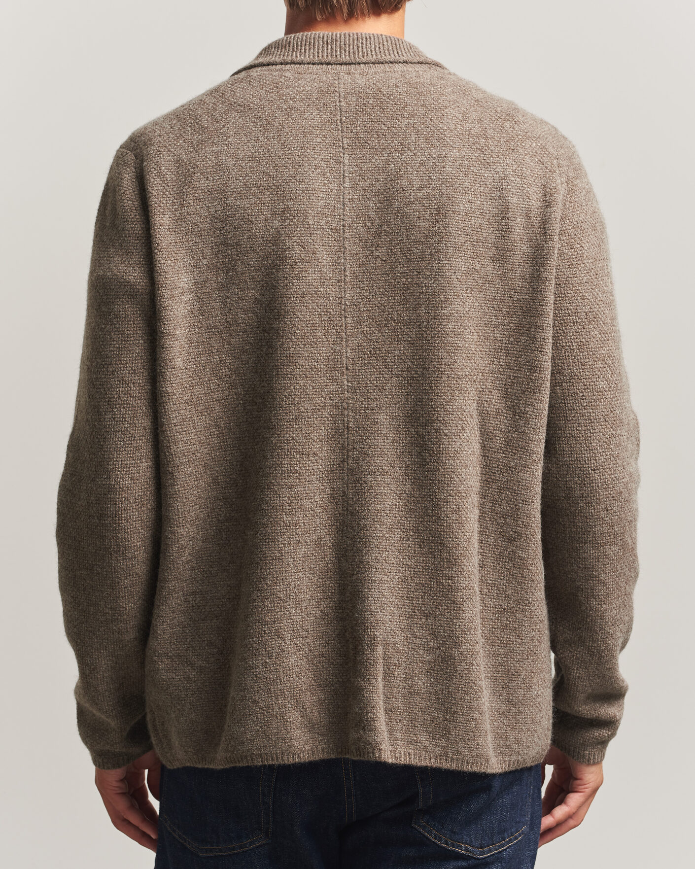Men | Sweaters & Knitwear | Stenströms | Knitted Yak/Merino Cardigan Blazer Brown
