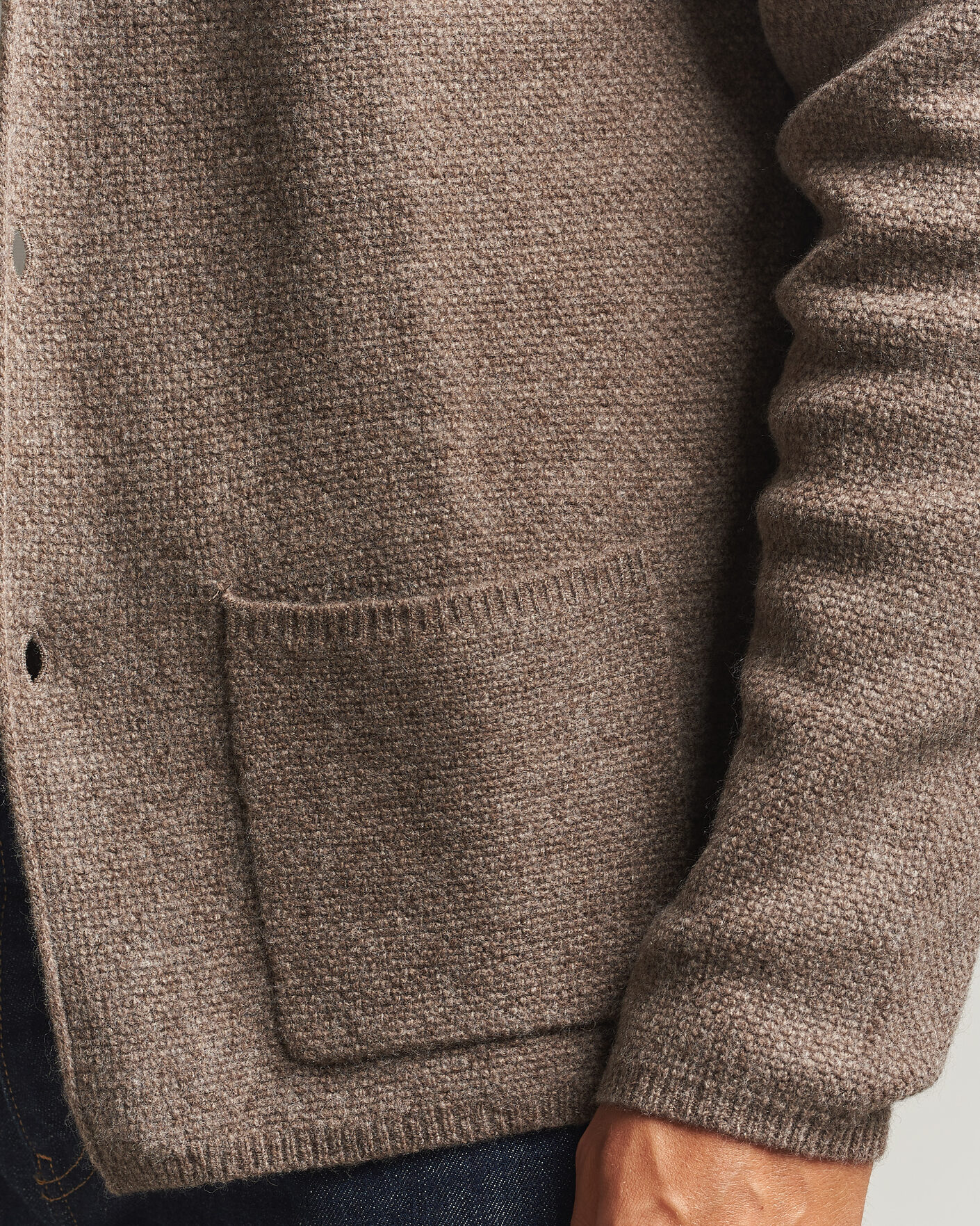 Men | Sweaters & Knitwear | Stenströms | Knitted Yak/Merino Cardigan Blazer Brown
