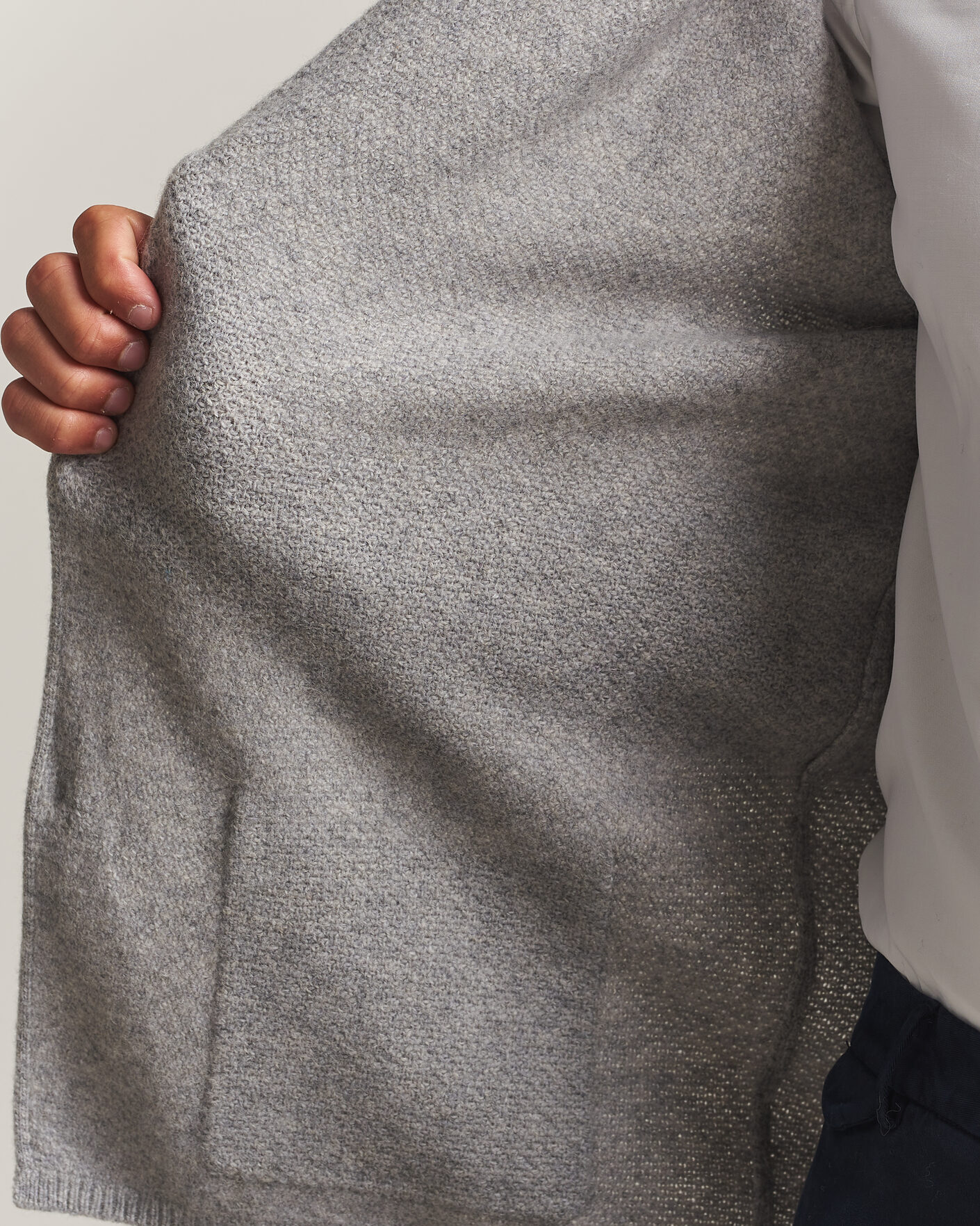 Men | Sweaters & Knitwear | Stenströms | Knitted Yak/Merino Cardigan Blazer Grey