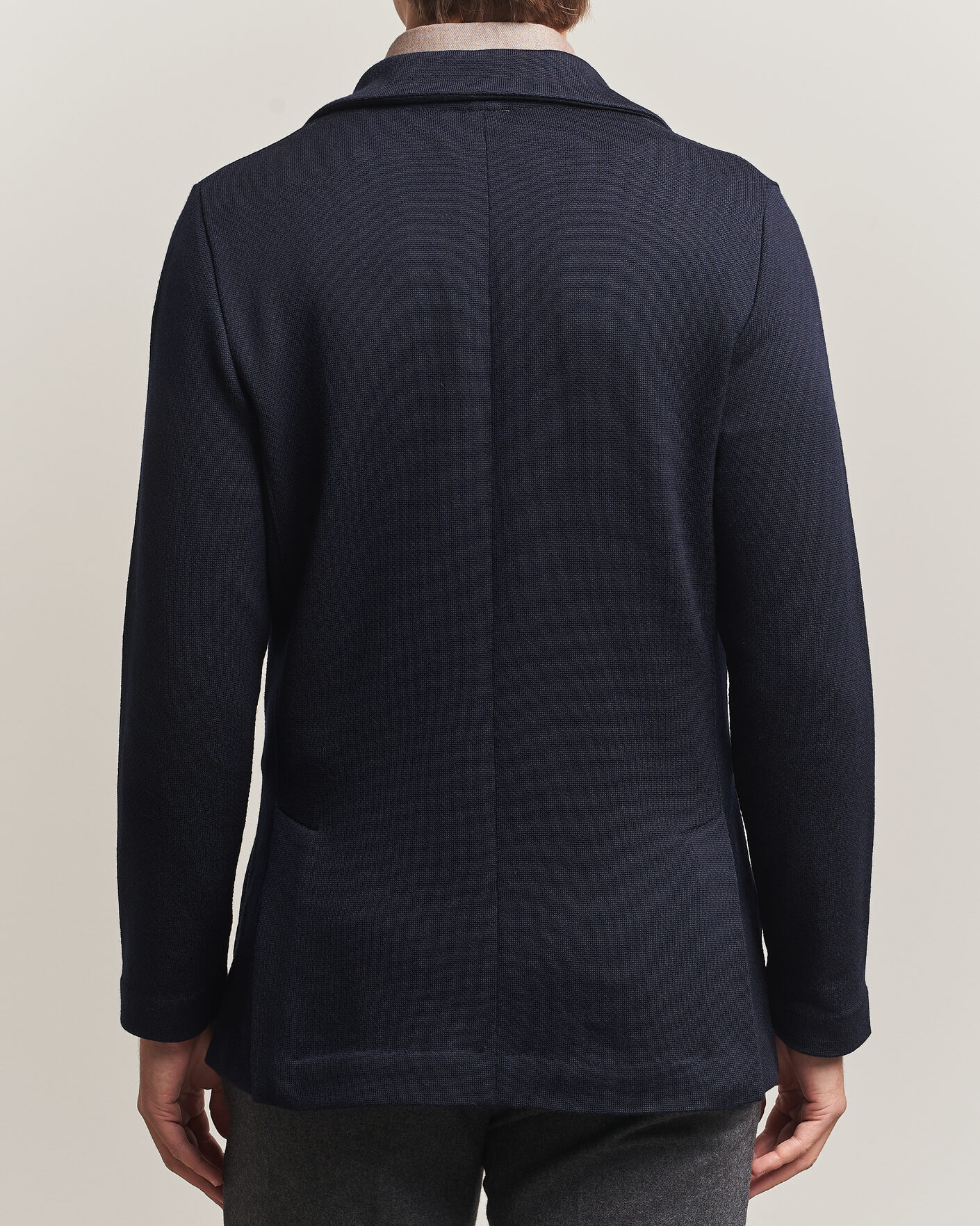 Men | Blazers | Stenströms | Knitted Herringbone DB Wool Blazer Navy