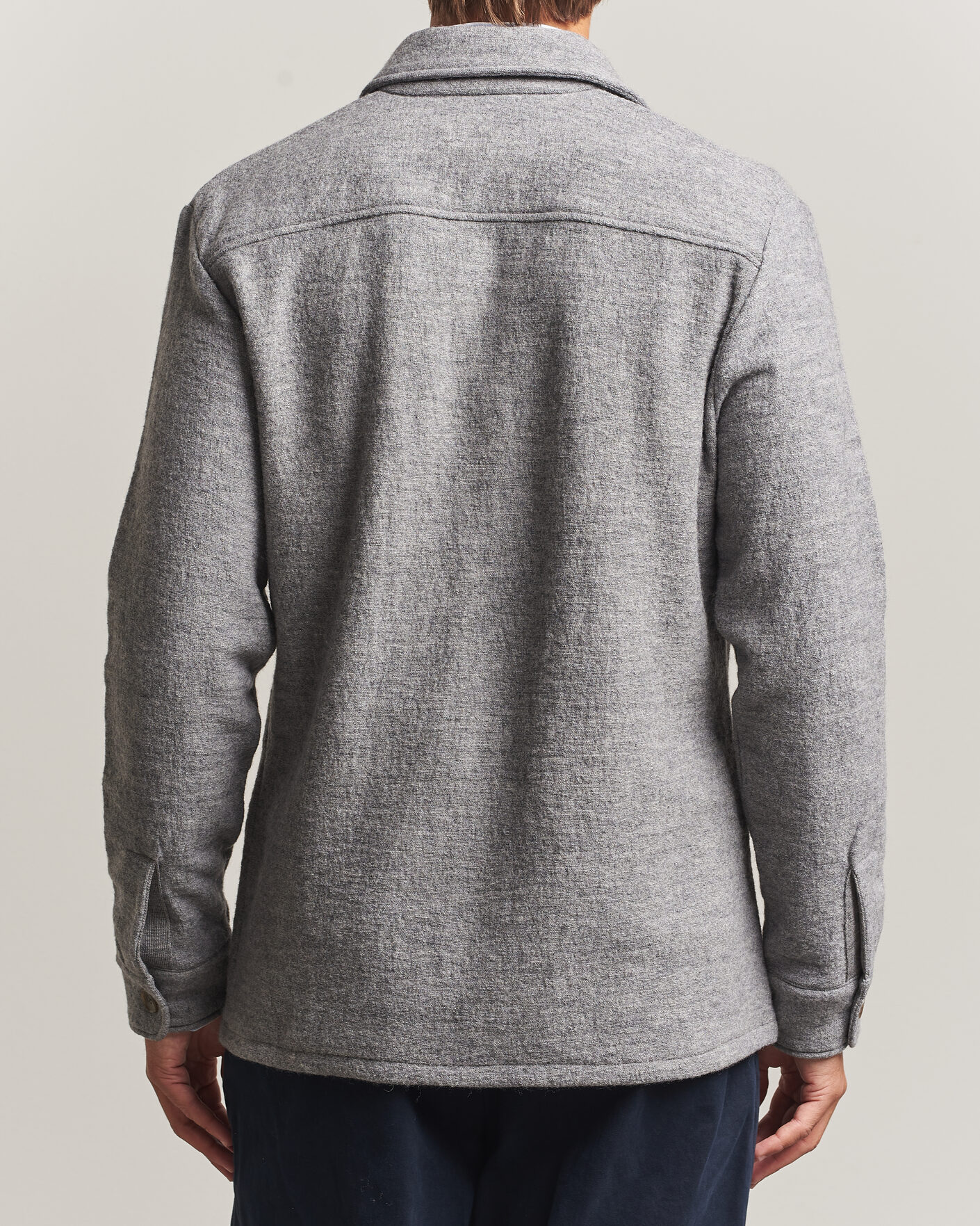 Men | Shirts | Stenströms | Felted Wool Overshirt Grey