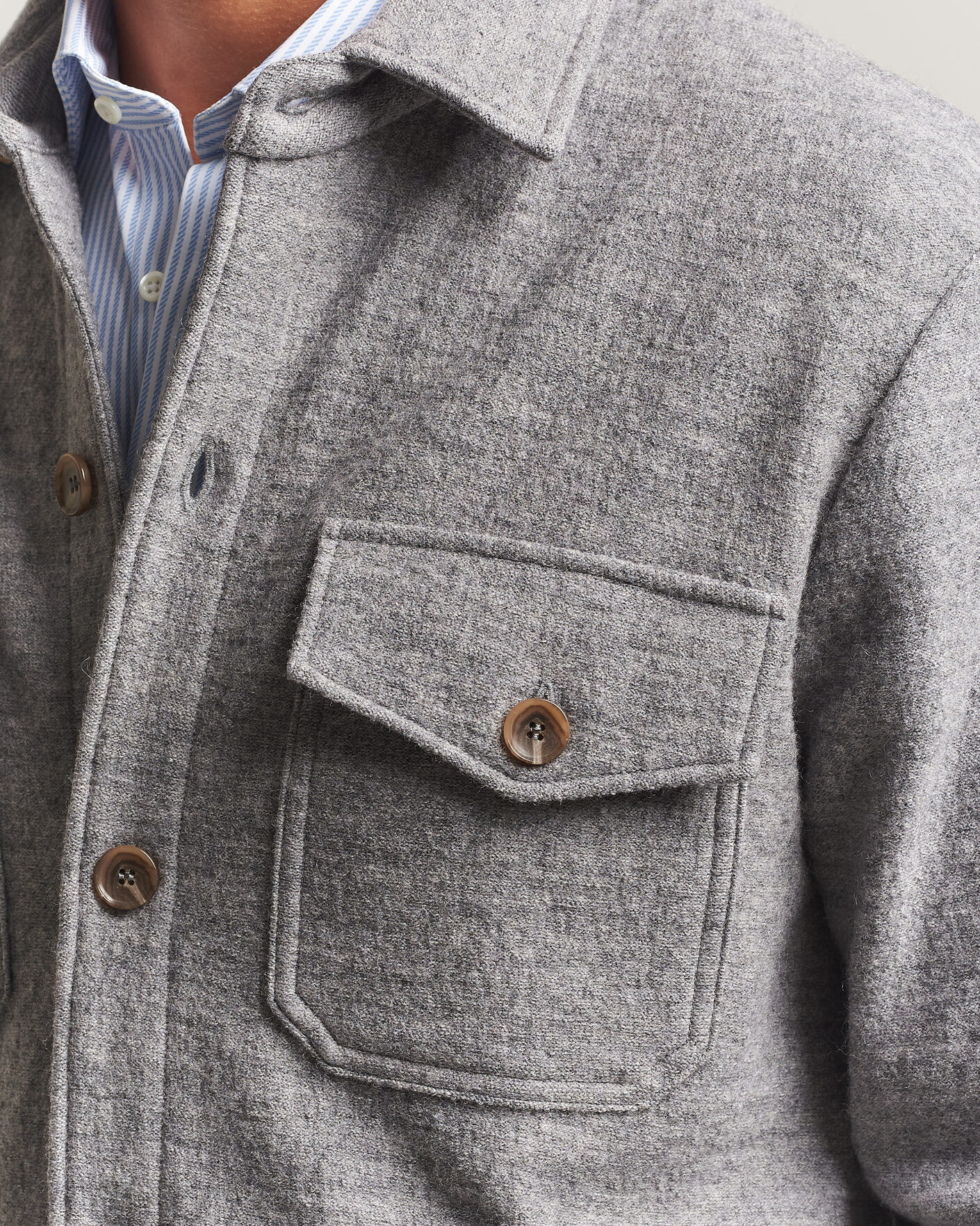 Men | Shirts | Stenströms | Felted Wool Overshirt Grey