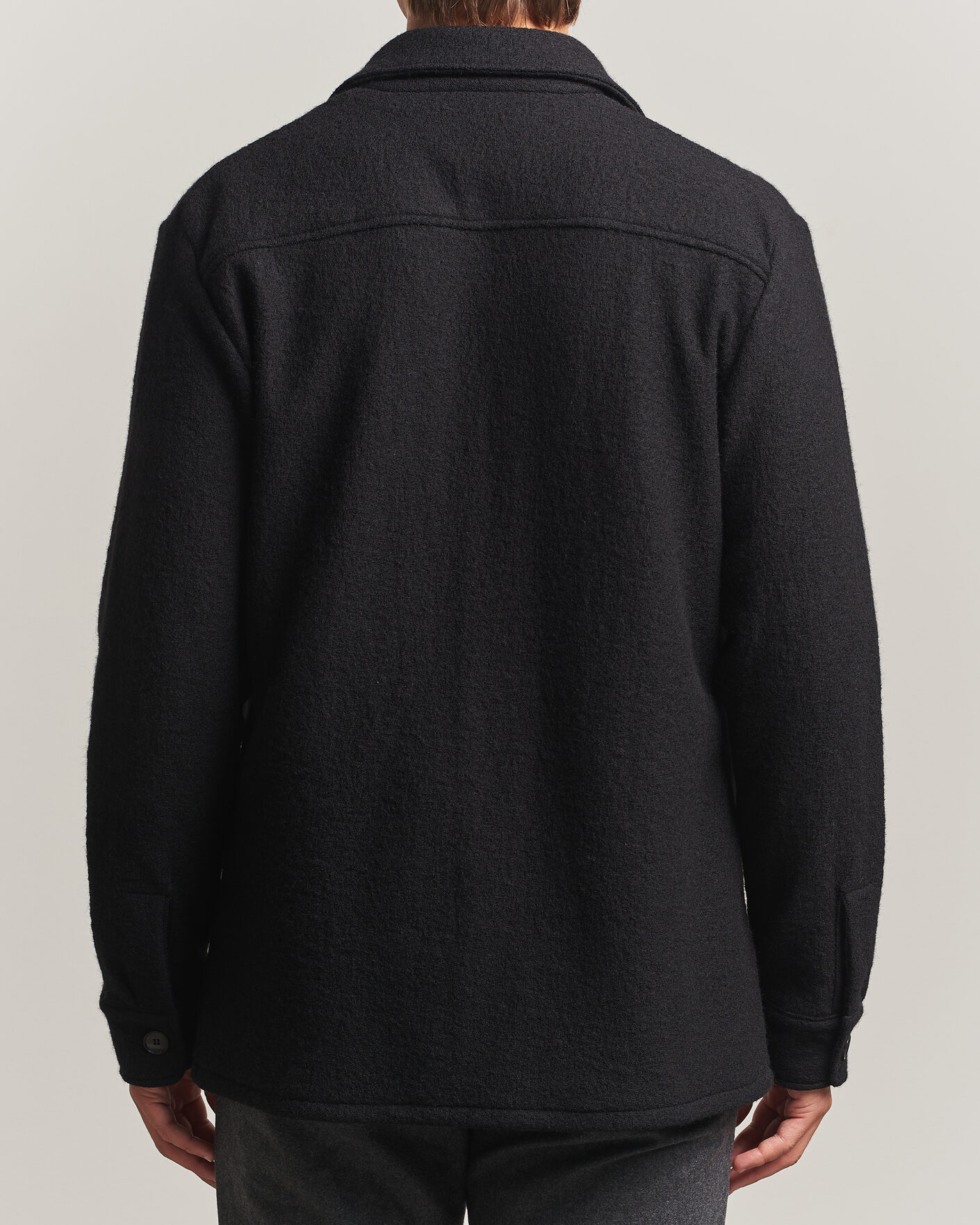 Men | Shirts | Stenströms | Felted Wool Overshirt Black