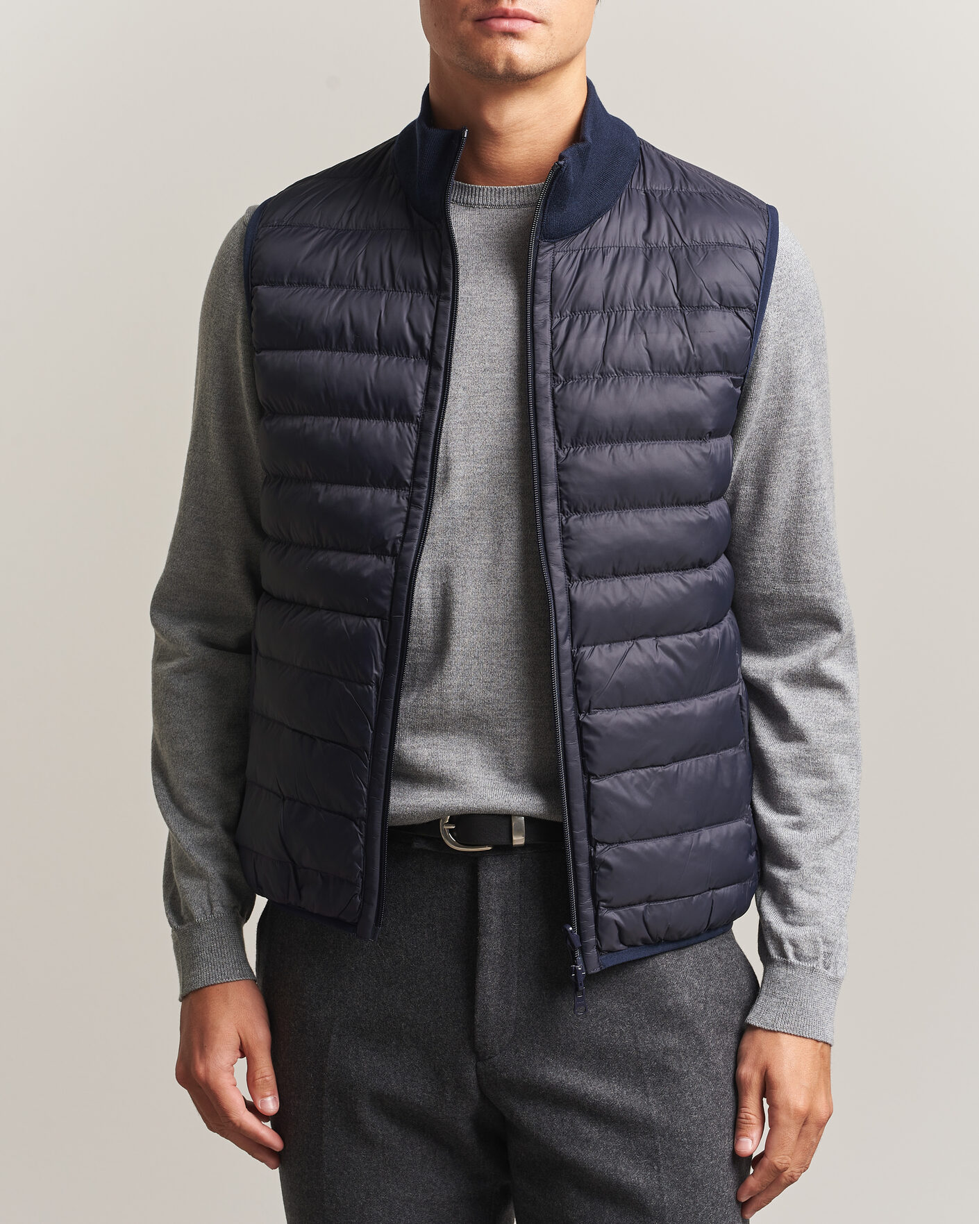 Men | Gilets | Stenströms | Reversible Knitted Merino/Nylon Vest Navy