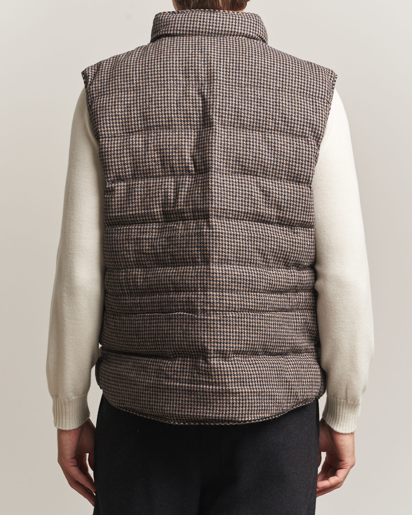 Men | Gilets | Stenströms | Padded Houndstooth Wool Vest Brown