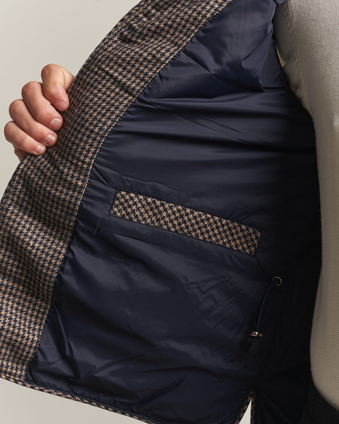 Men | Gilets | Stenströms | Padded Houndstooth Wool Vest Brown
