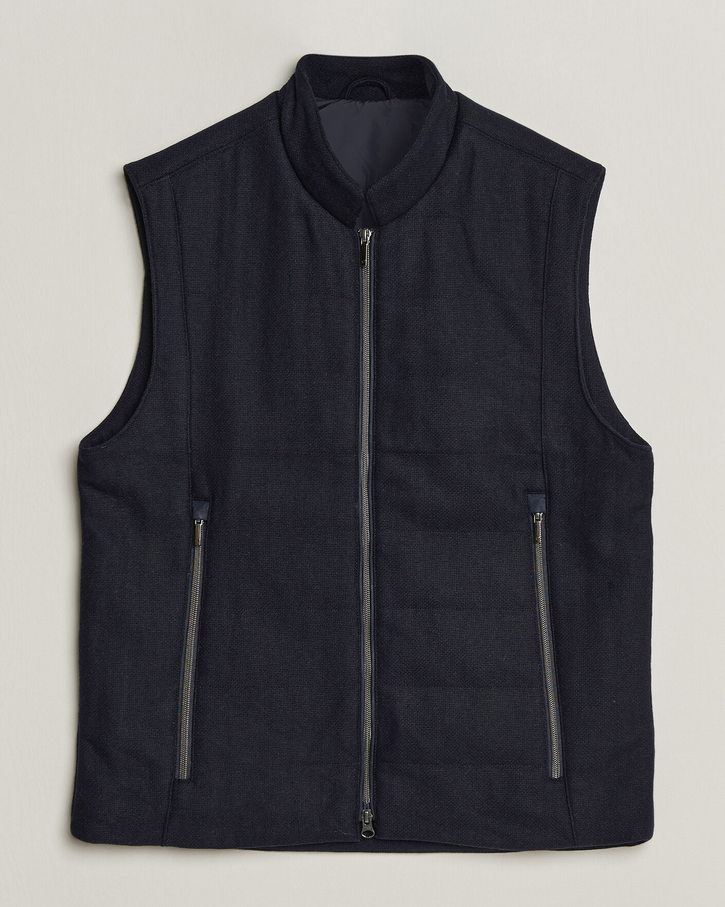 Men | Gilets | Stenströms | Wool Alcantara Detail Light Padded Vest Navy