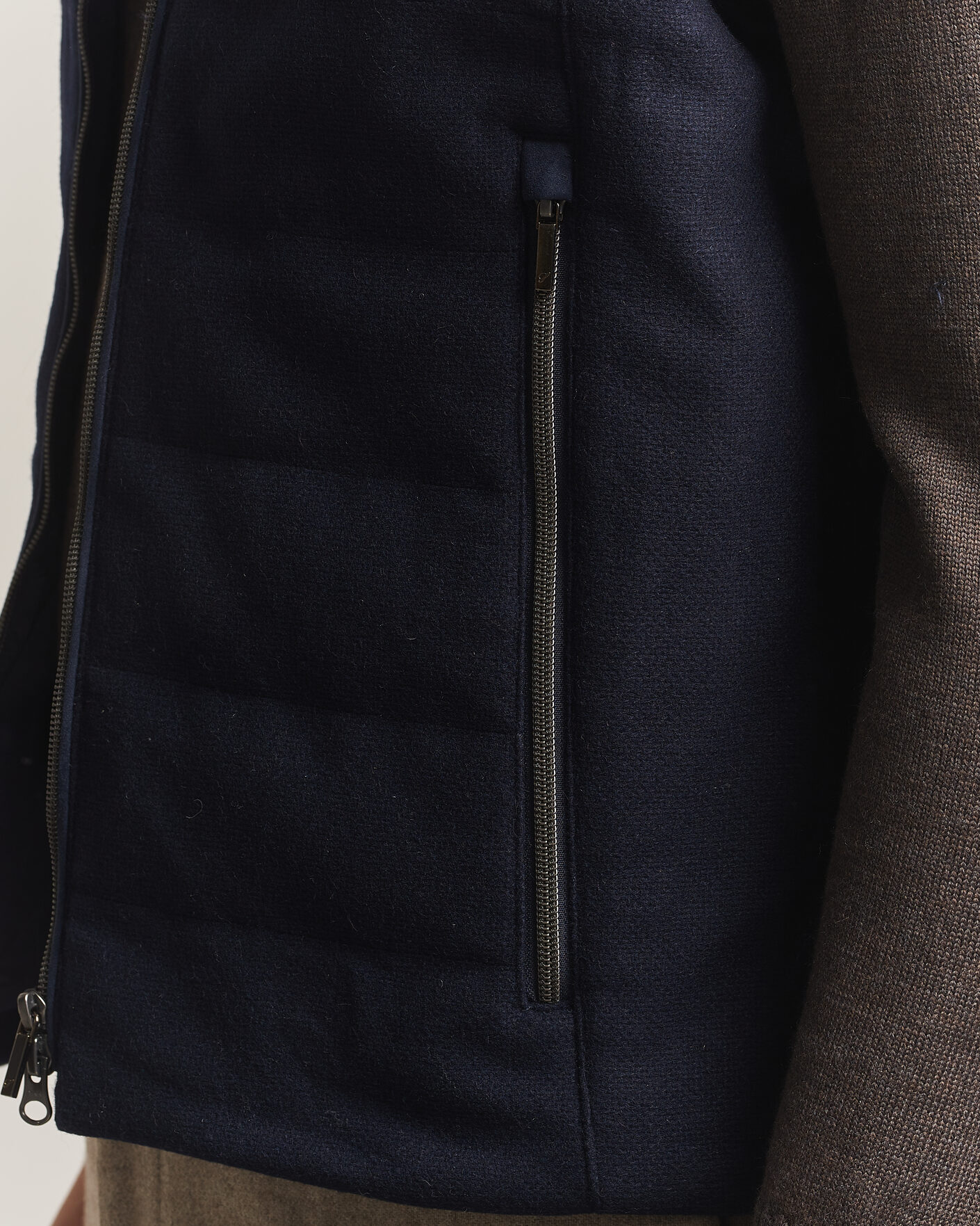 Men | Gilets | Stenströms | Wool Alcantara Detail Light Padded Vest Navy