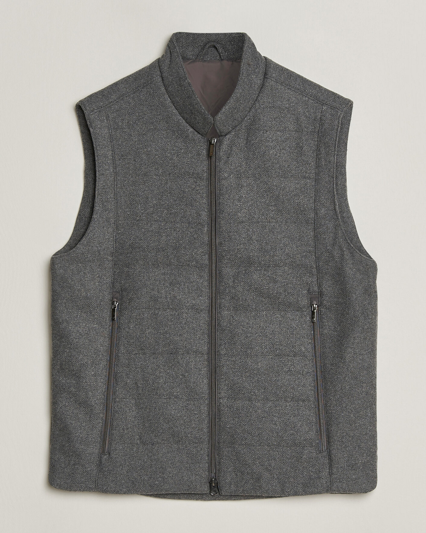 Men | Gilets | Stenströms | Wool Alcantara Detail Light Padded Vest Grey