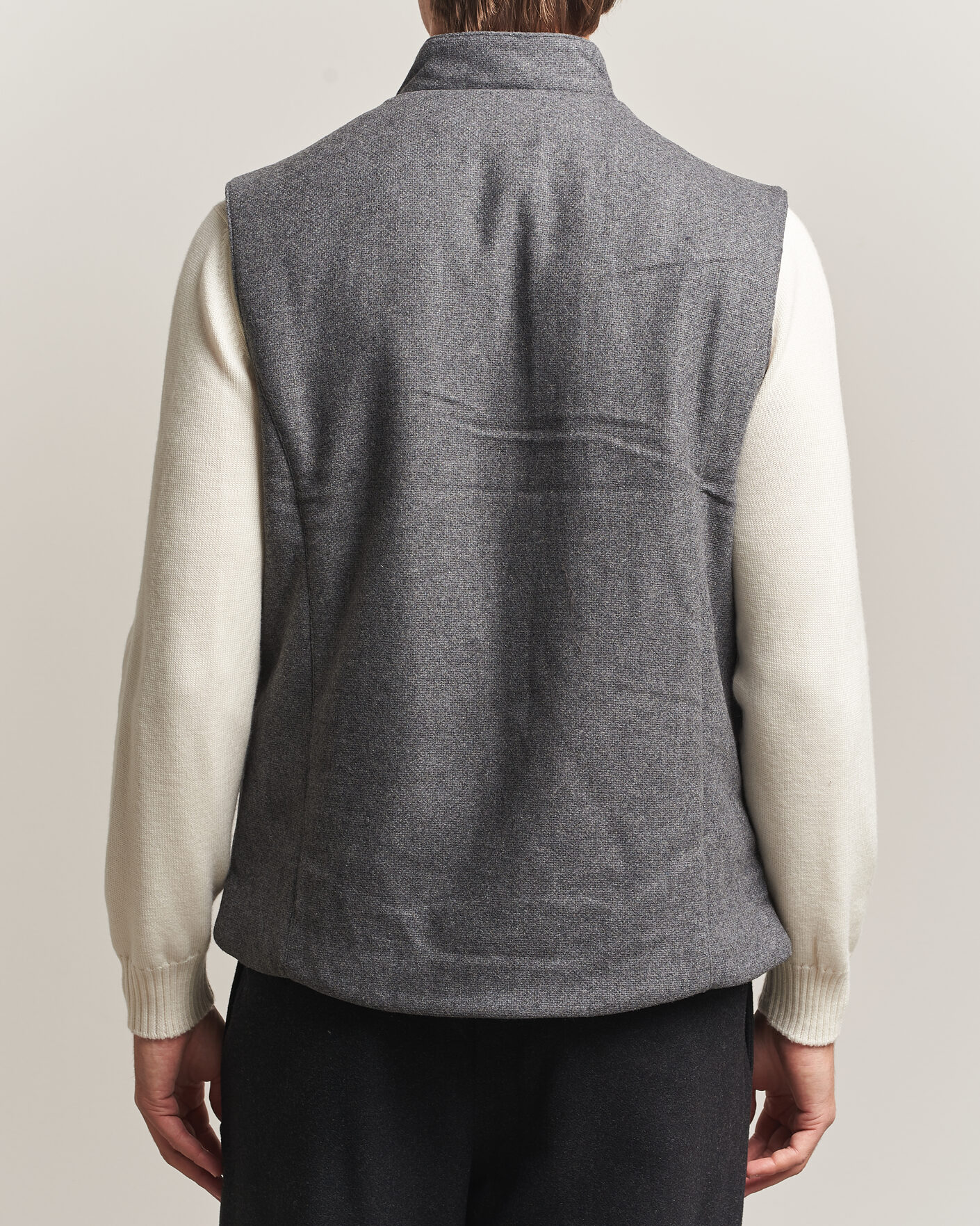 Men | Gilets | Stenströms | Wool Alcantara Detail Light Padded Vest Grey