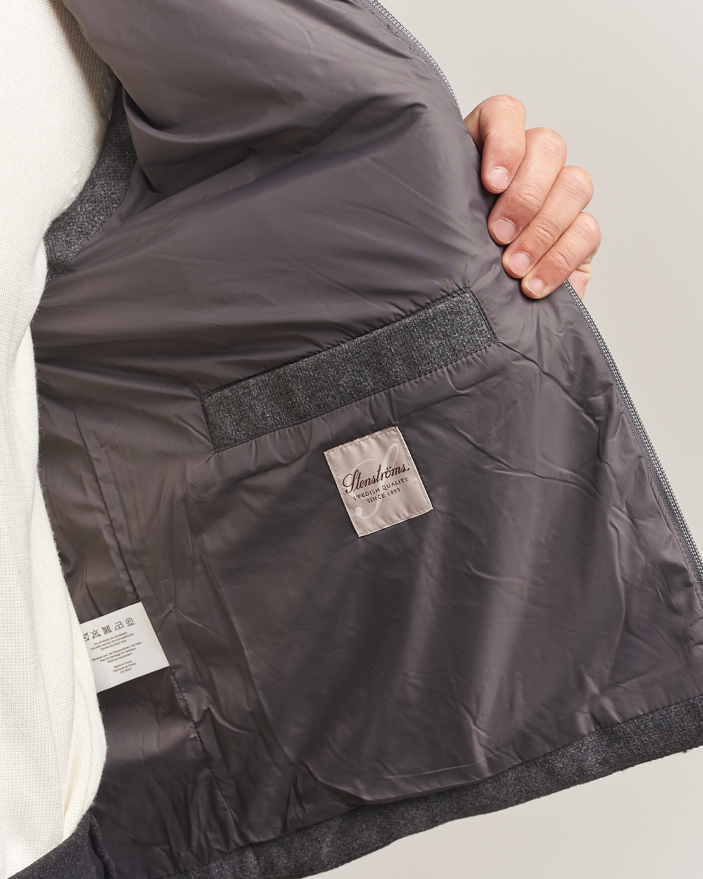 Men | Gilets | Stenströms | Wool Alcantara Detail Light Padded Vest Grey