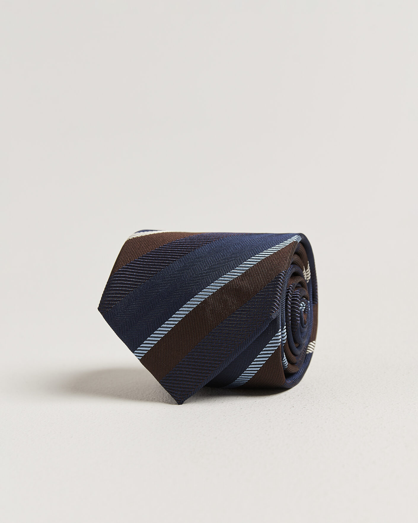 Men | Ties | Stenströms | Regimental Stripe Silk Tie 7,5cm Navy