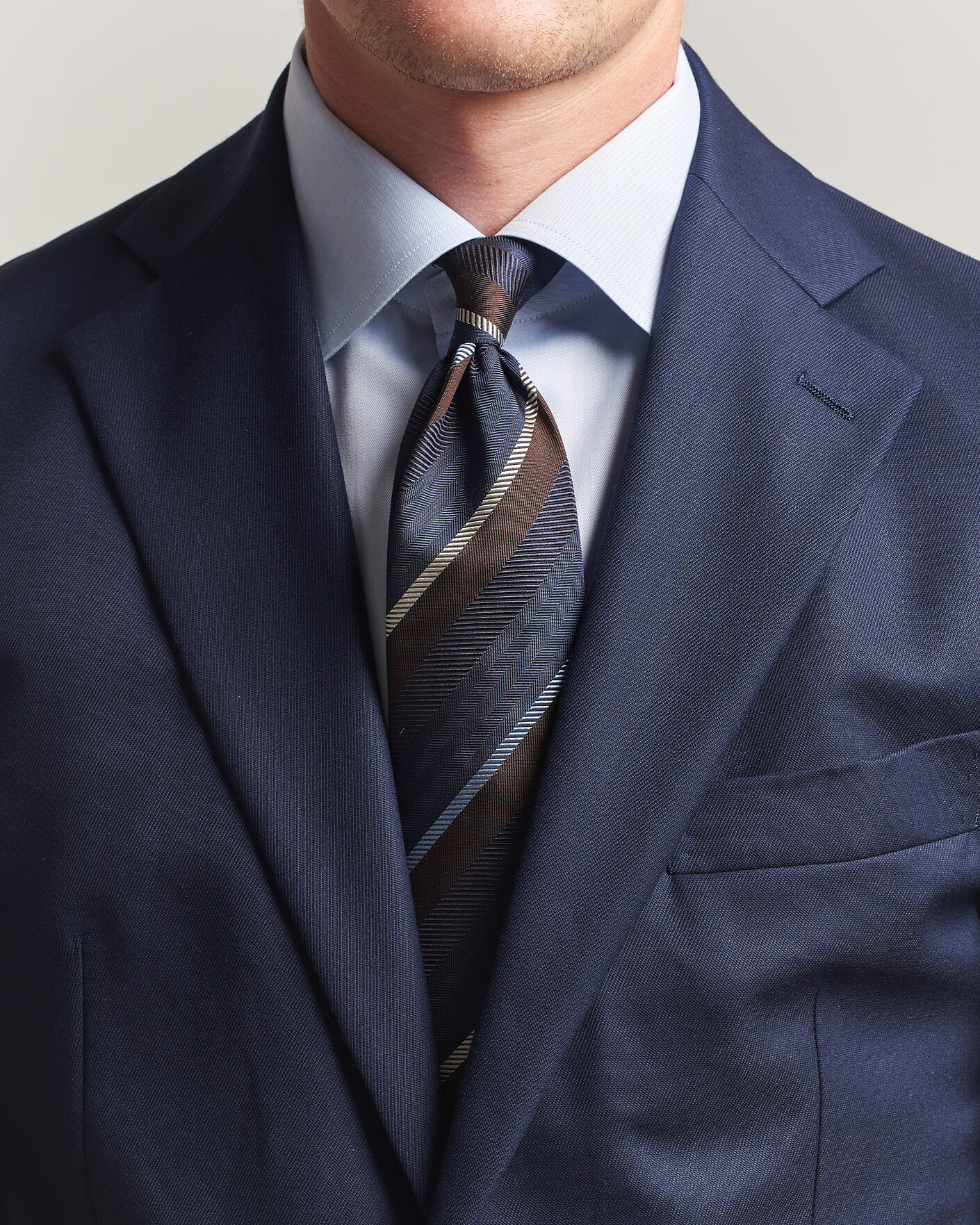 Men | Ties | Stenströms | Regimental Stripe Silk Tie 7,5cm Navy