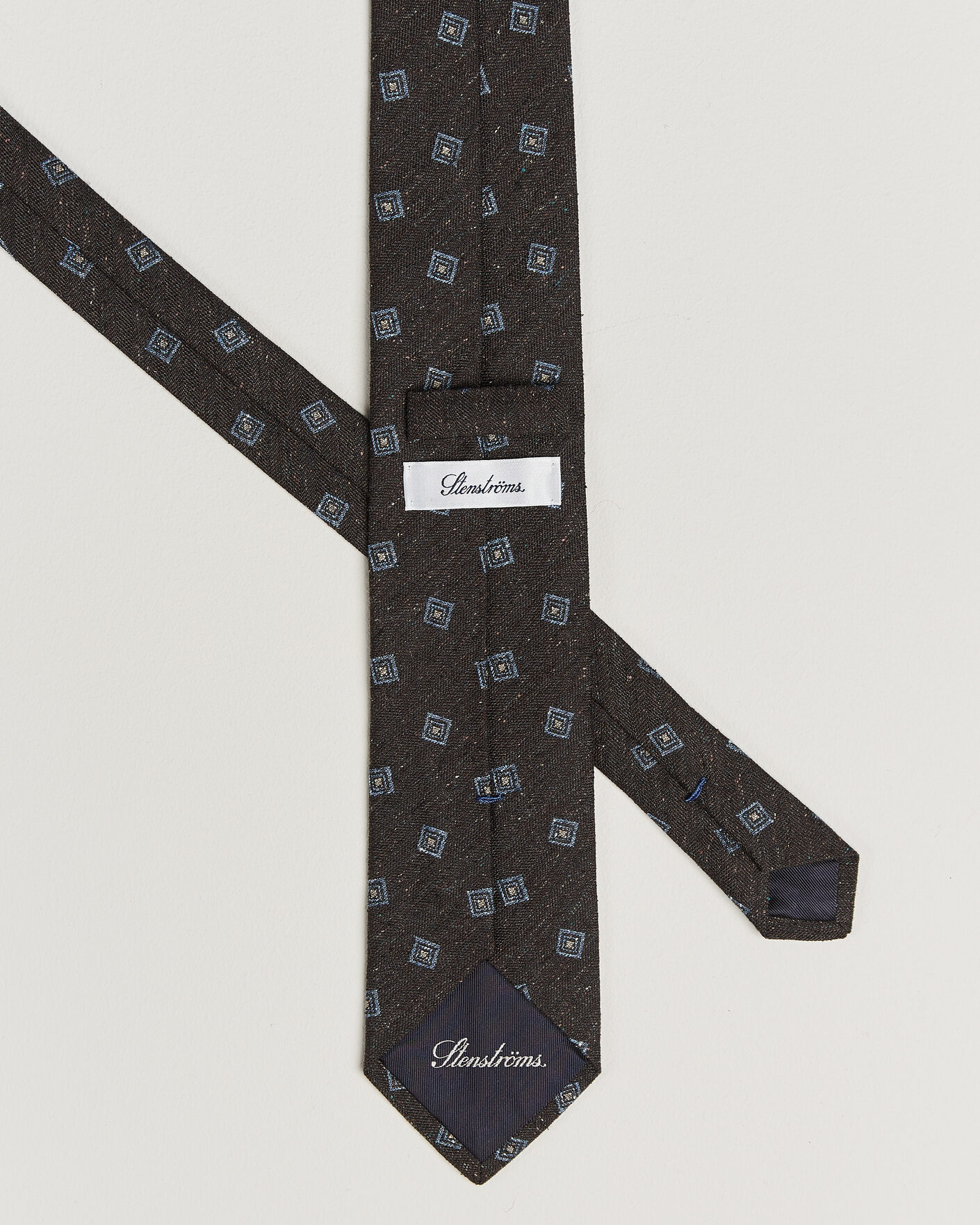 Men | Ties | Stenströms | Woven Herringbone Silk Tie 7,5cm Dark Brown