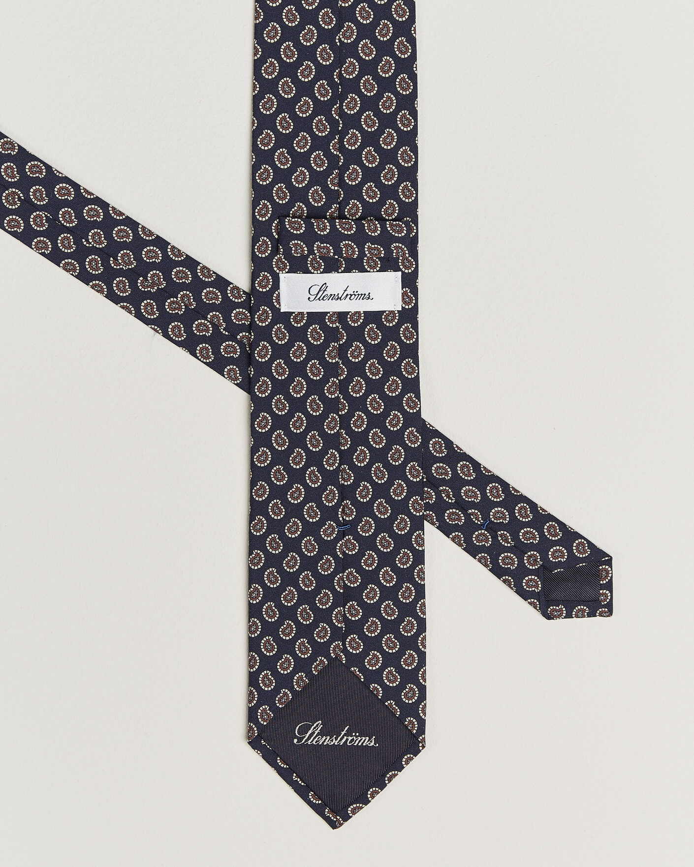 Men | Ties | Stenströms | Printed Silk Paisley Tie 7,5cm Blue