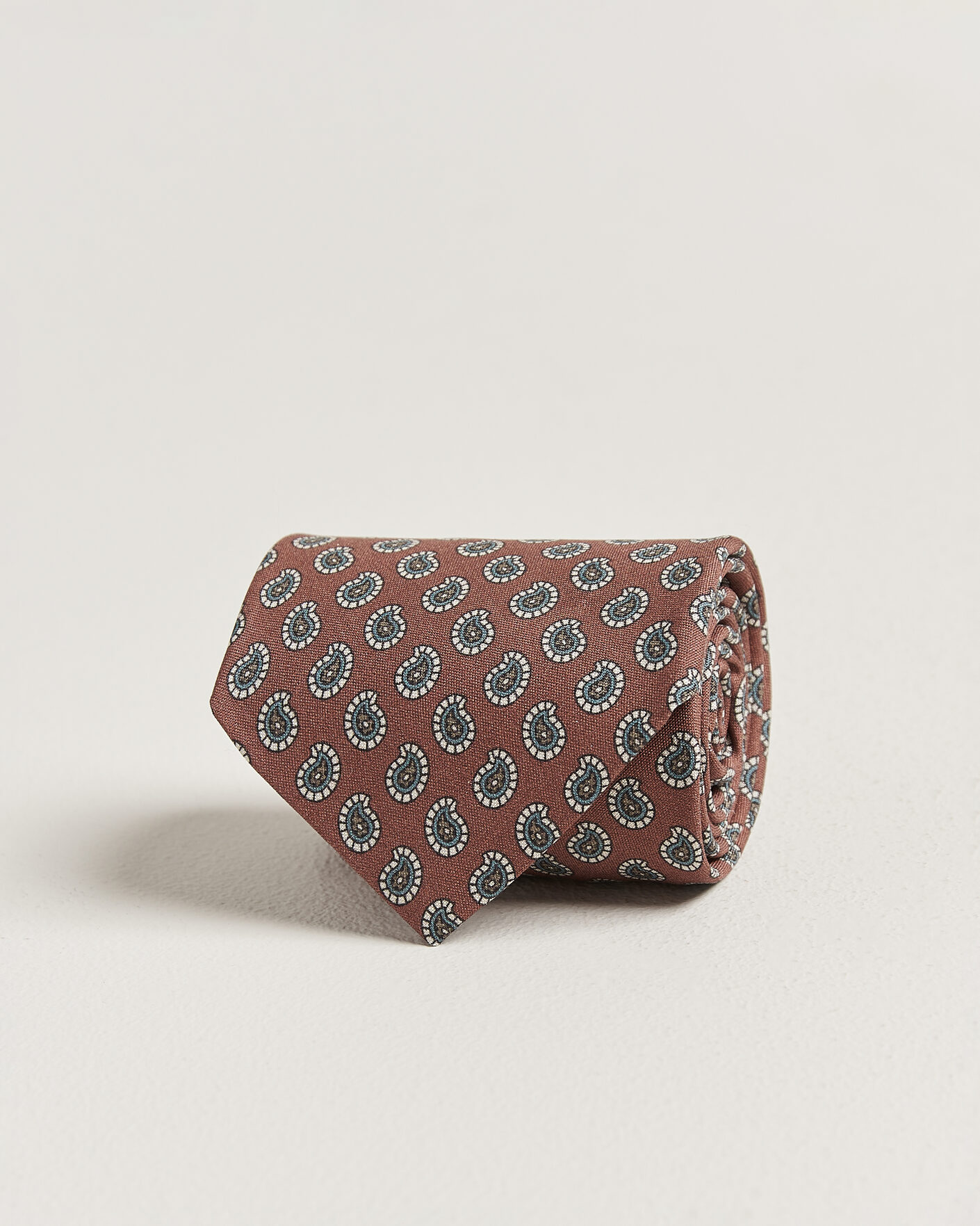 Stenströms Printed Silk Paisley Tie 7,5cm Rust at CareOfCarl.com