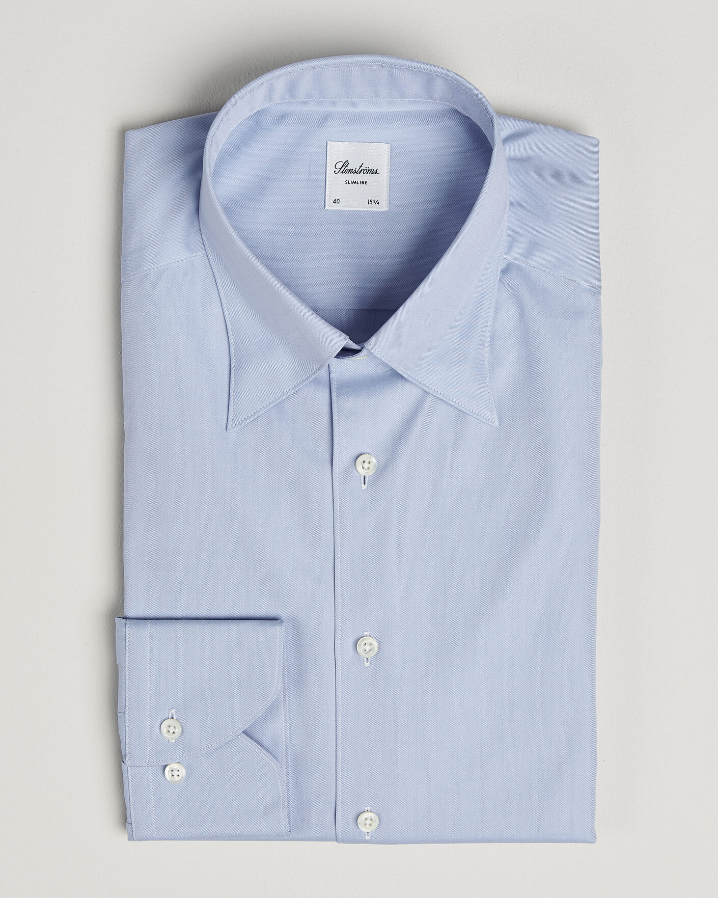 Men | Shirts | Stenströms | Slimline Twofold Cotton Button Under Shirt Blue