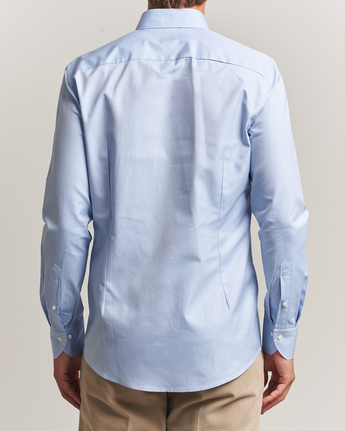 Men | Shirts | Stenströms | Slimline Twofold Cotton Button Under Shirt Blue