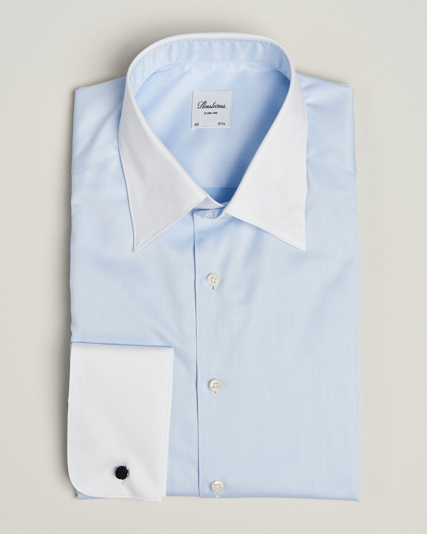 Men | Shirts | Stenströms | Slimline White Collar Whinchester Shirt Blue