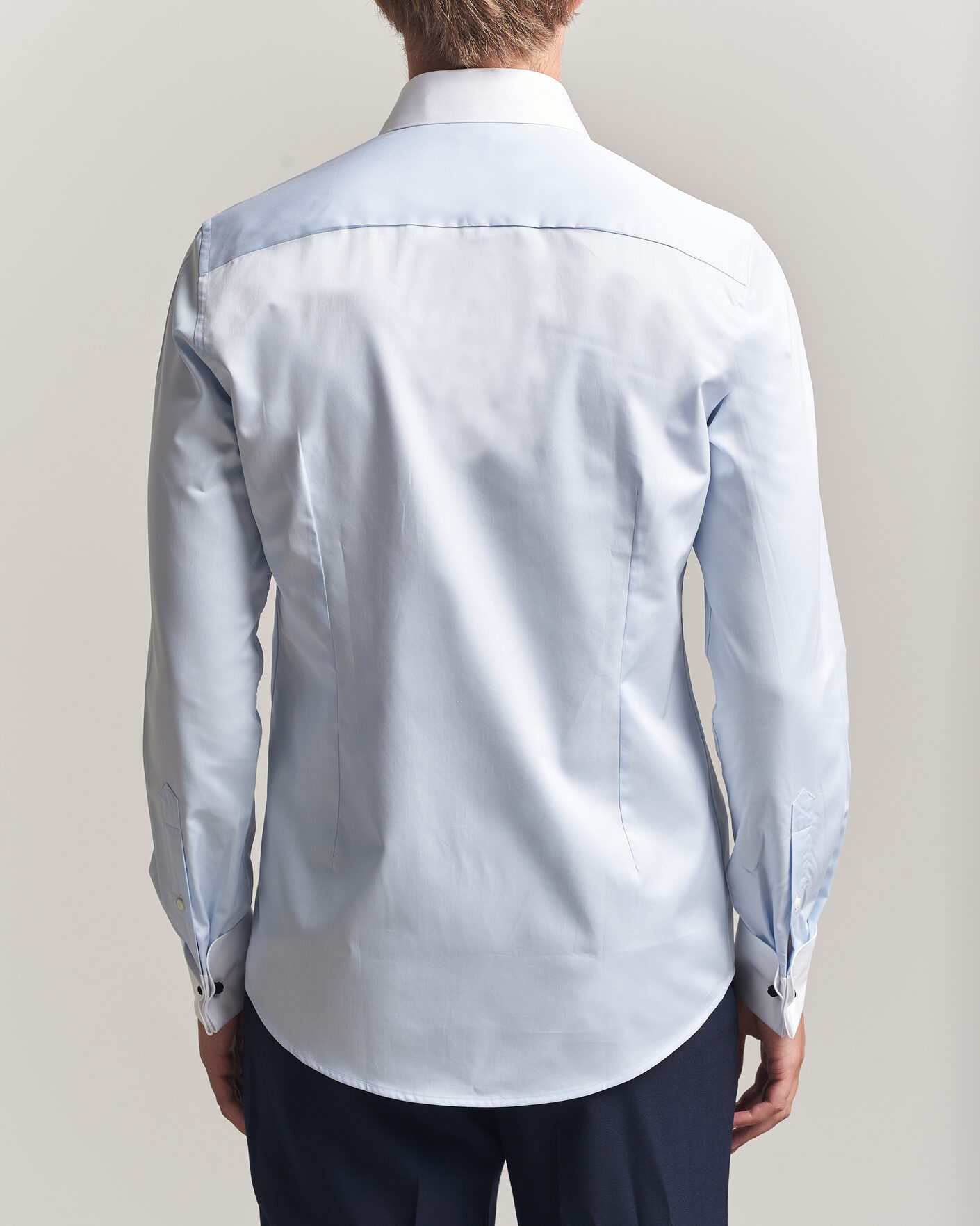 Men | Shirts | Stenströms | Slimline White Collar Whinchester Shirt Blue