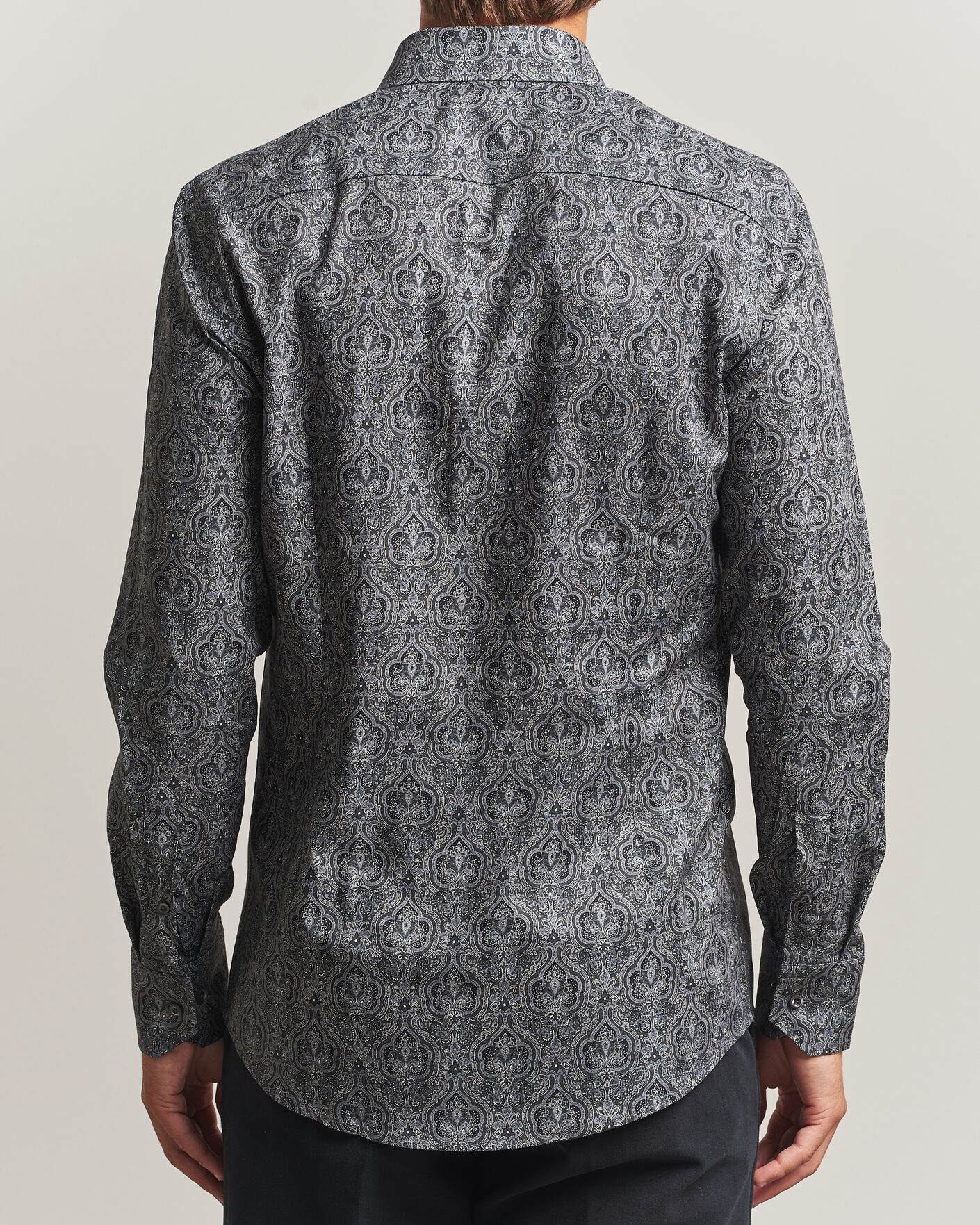 Men | Shirts | Stenströms | Slimline Paisley Print Cut Away Shirt Grey