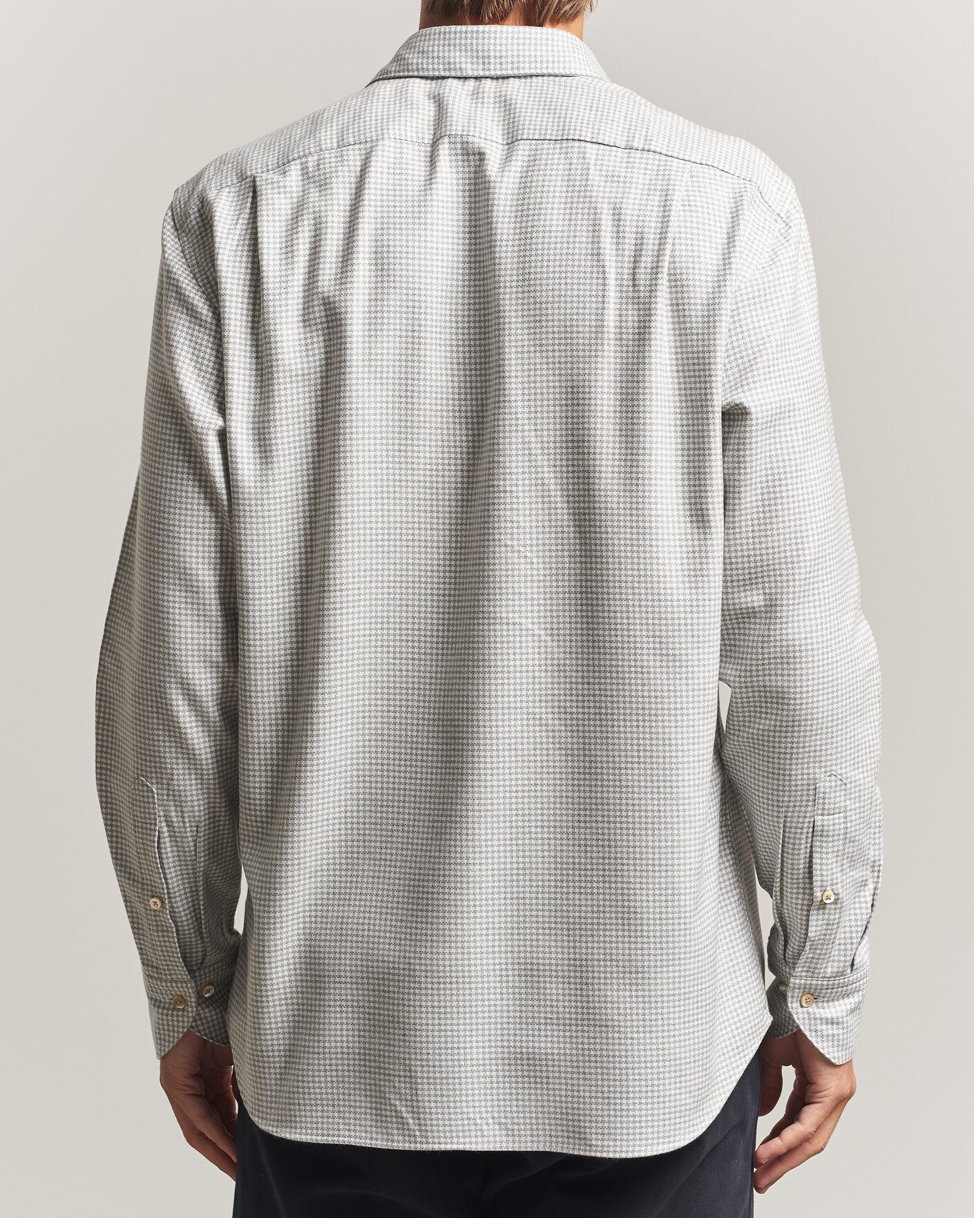 Men | Shirts | Stenströms | Regular Fit Houndstooth Flannel Shirt Grey