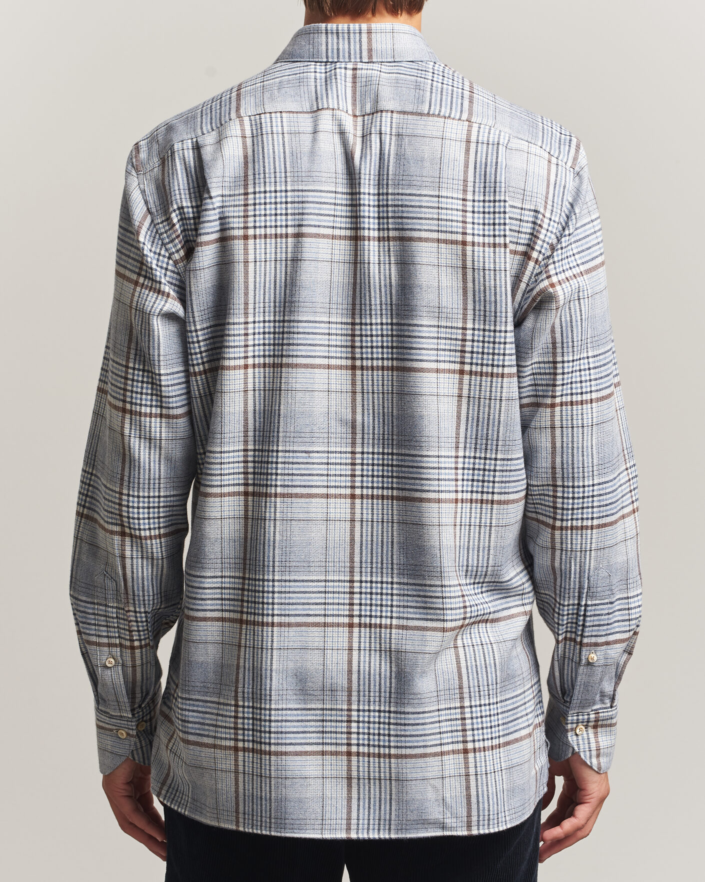 Men | Shirts | Stenströms | Regular Fit Front Pocket Flannel Shirt Blue