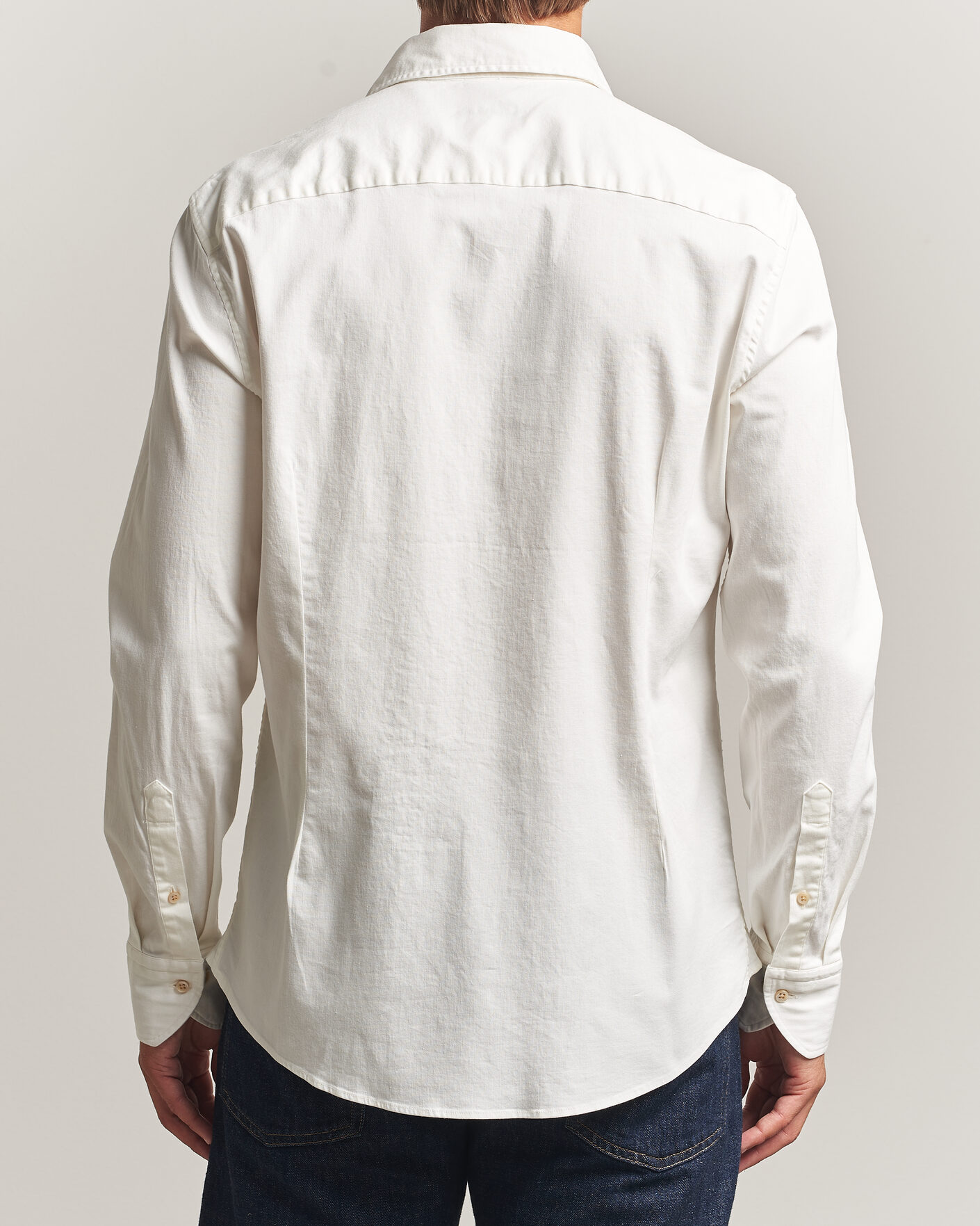 Men | Shirts | Stenströms | Slimline Garment Washed Shirt Off White Denim