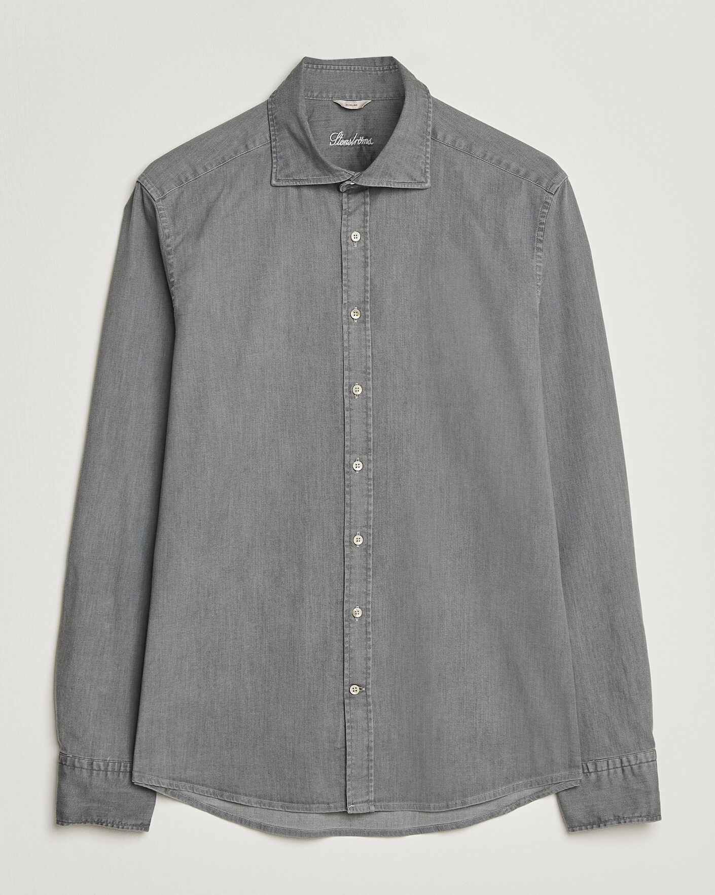 Men | Shirts | Stenströms | Slimline Garment Washed Shirt Grey Denim