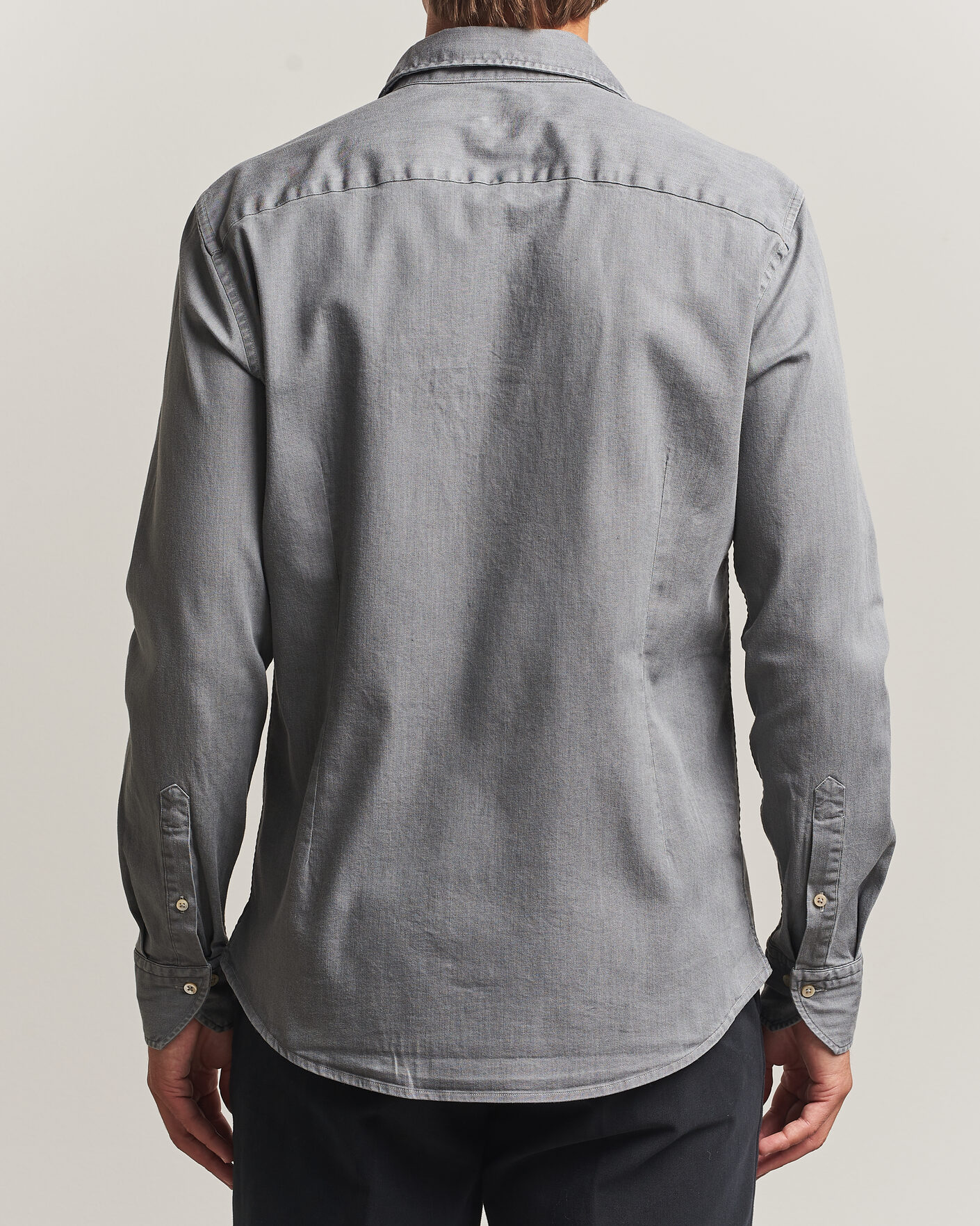 Men | Shirts | Stenströms | Slimline Garment Washed Shirt Grey Denim