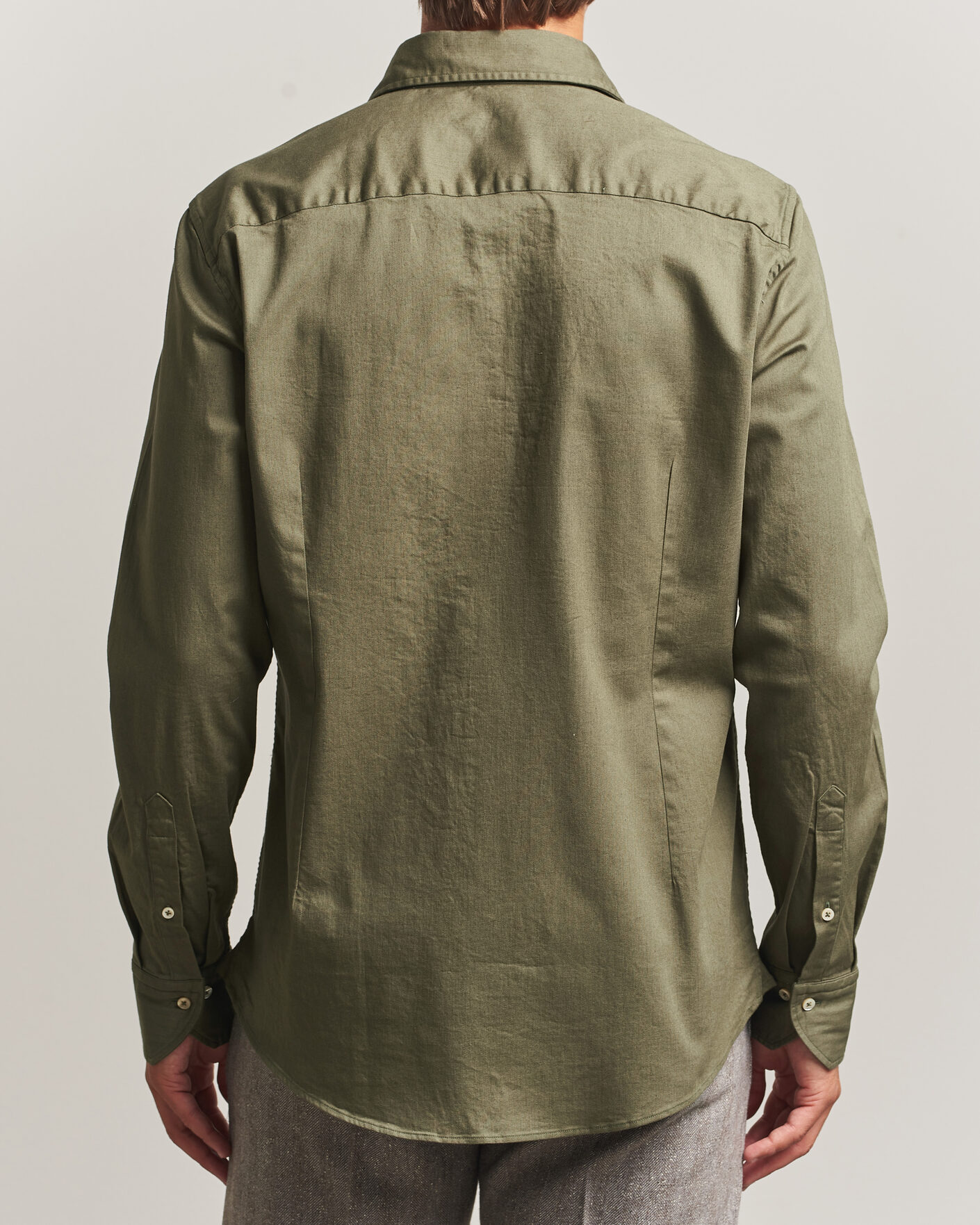 Men | Shirts | Stenströms | Slimline Garment Washed Shirt Green Denim
