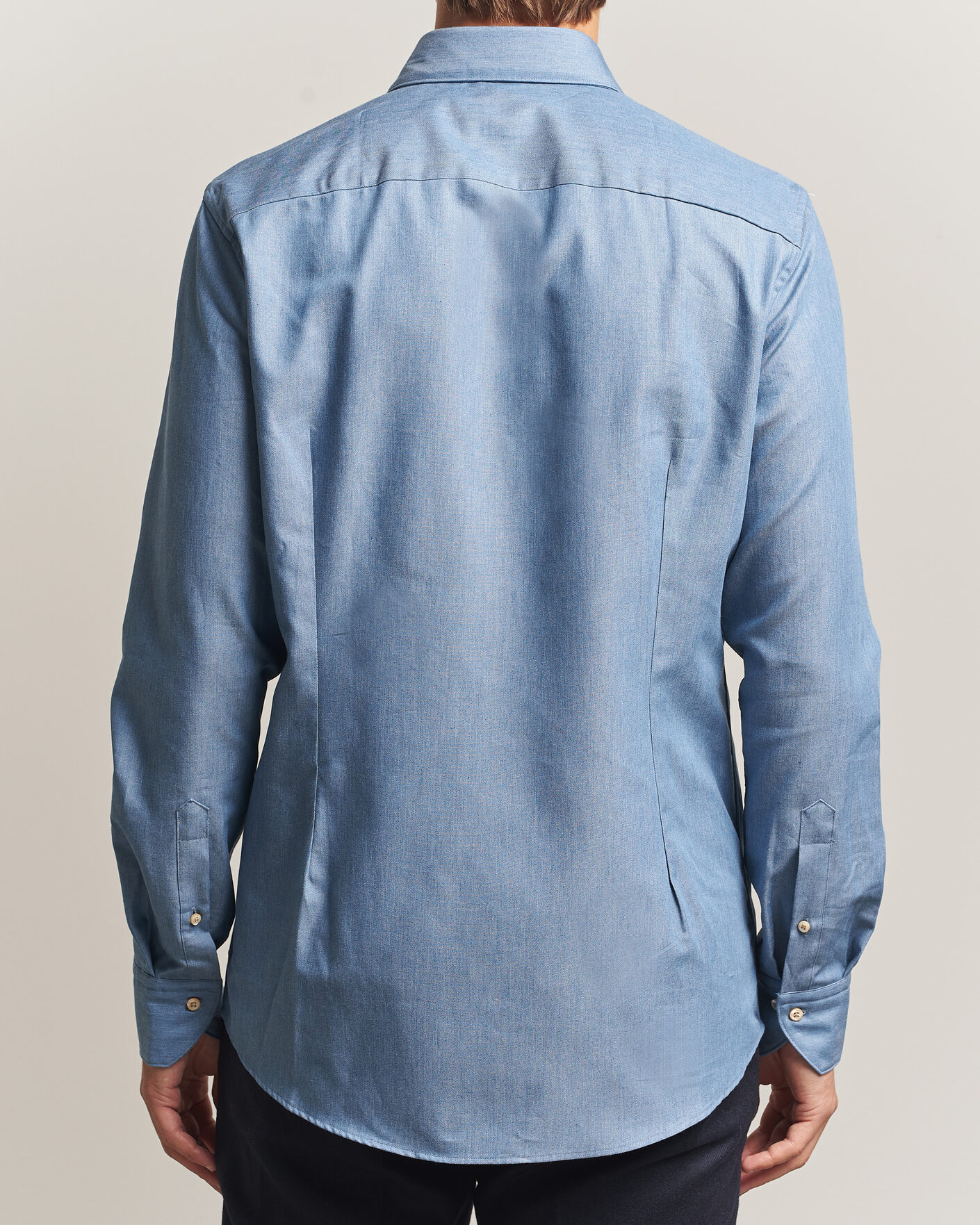 Men | Shirts | Stenströms | Slimline Cotton Twill Denim Shirt Blue