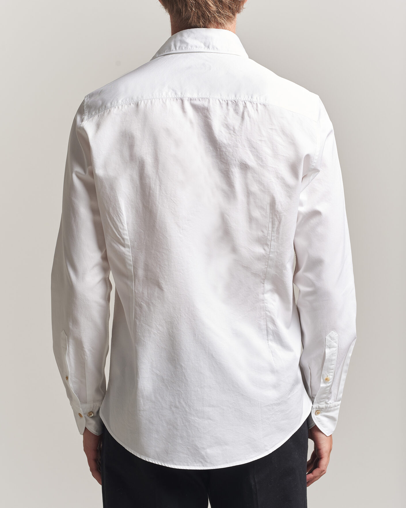Men | Shirts | Stenströms | Slimline Washed Cotton Twill Cut Away Shirt White