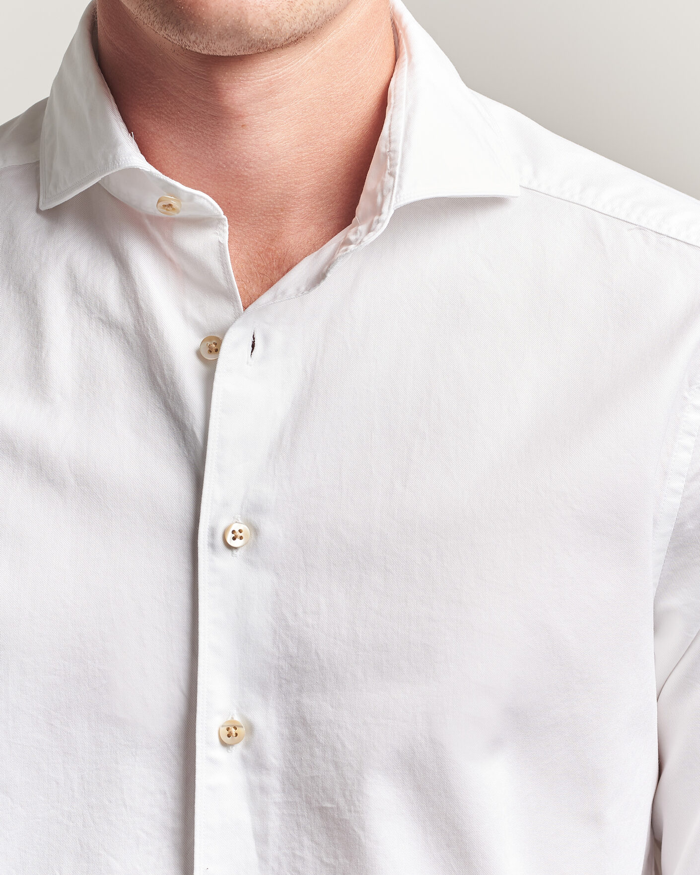 Men | Shirts | Stenströms | Slimline Washed Cotton Twill Cut Away Shirt White