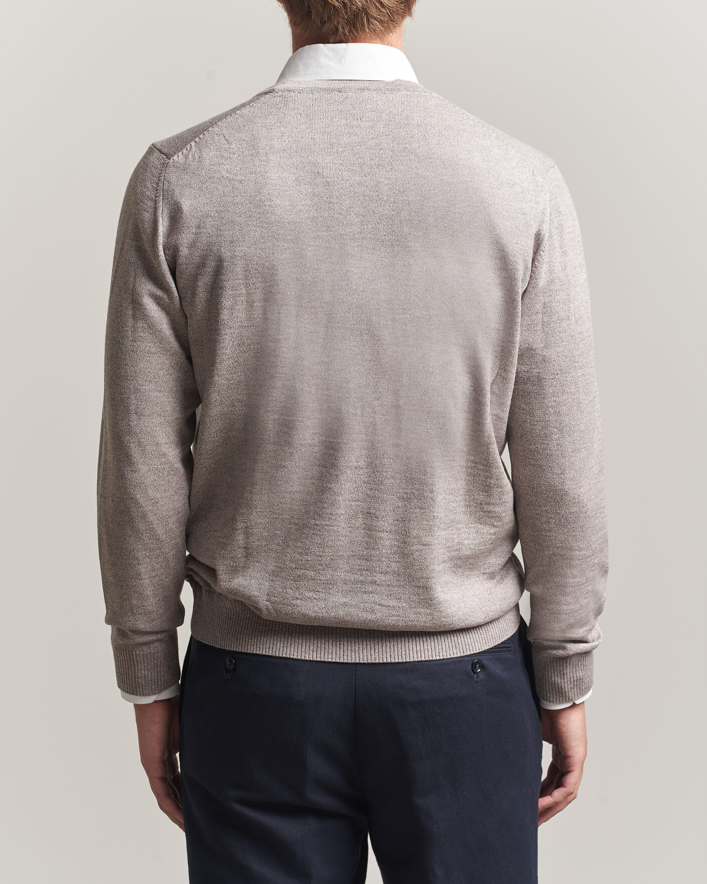 Men | Sweaters & Knitwear | Stenströms | Merino Cardigan Beige Mouline