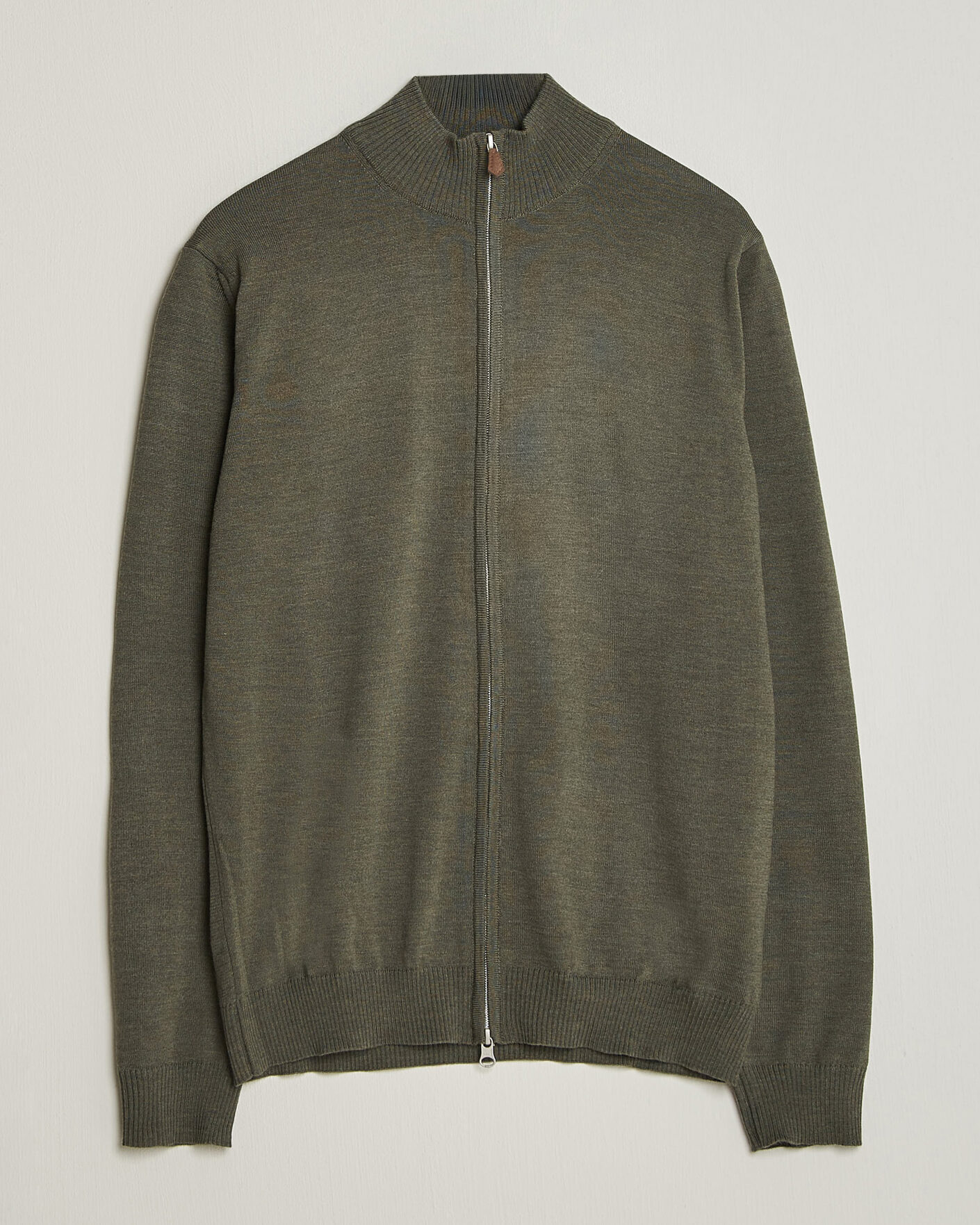 Men | Sweaters & Knitwear | Stenströms | Merino Full Zip Green