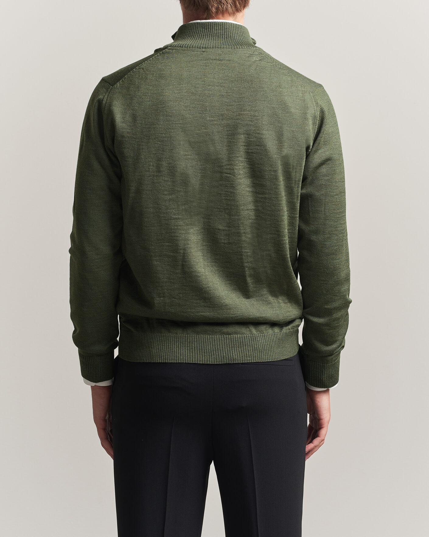 Men | Sweaters & Knitwear | Stenströms | Merino Full Zip Green