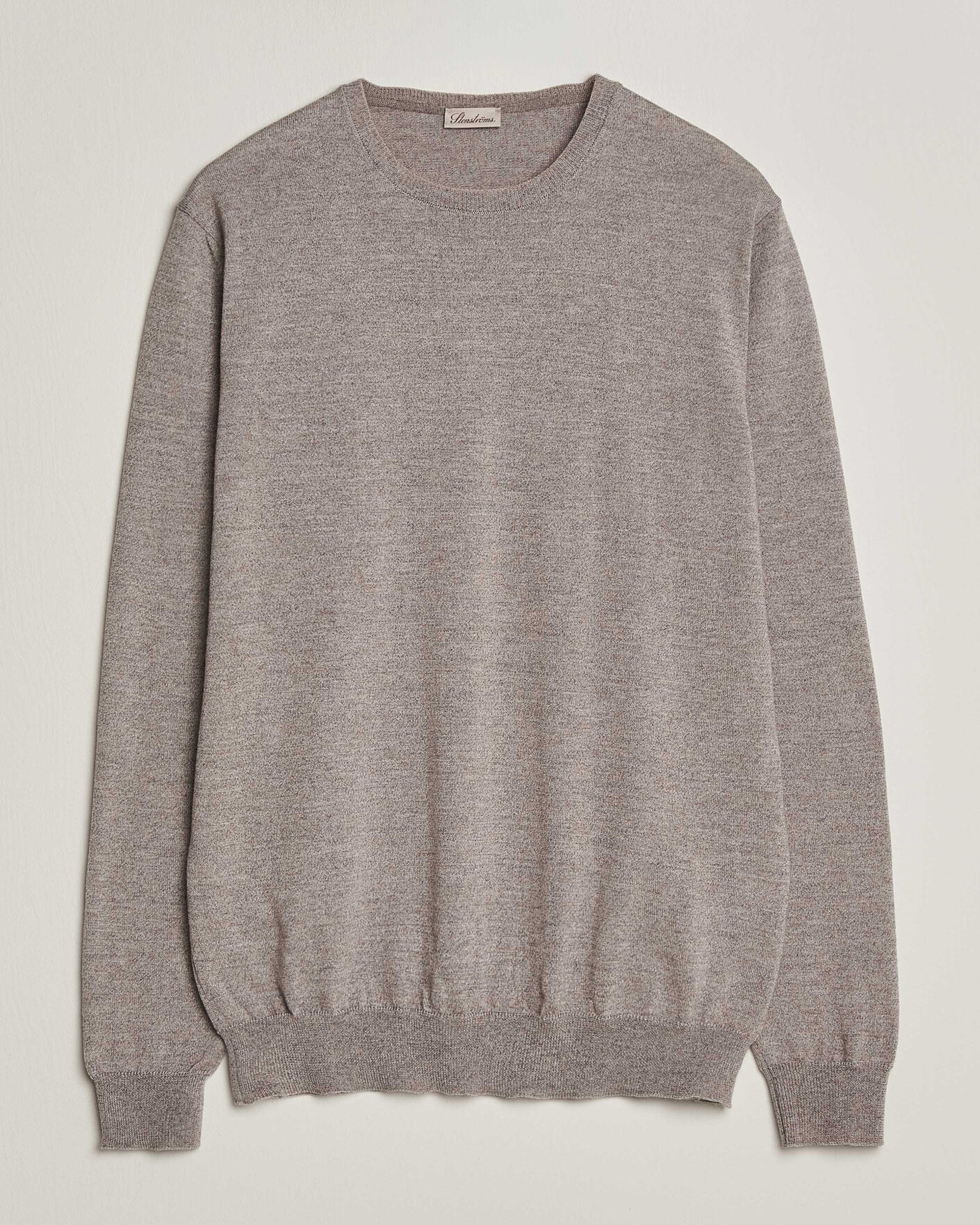 Men | Sweaters & Knitwear | Stenströms | Merino Patch Crew Neck Beige